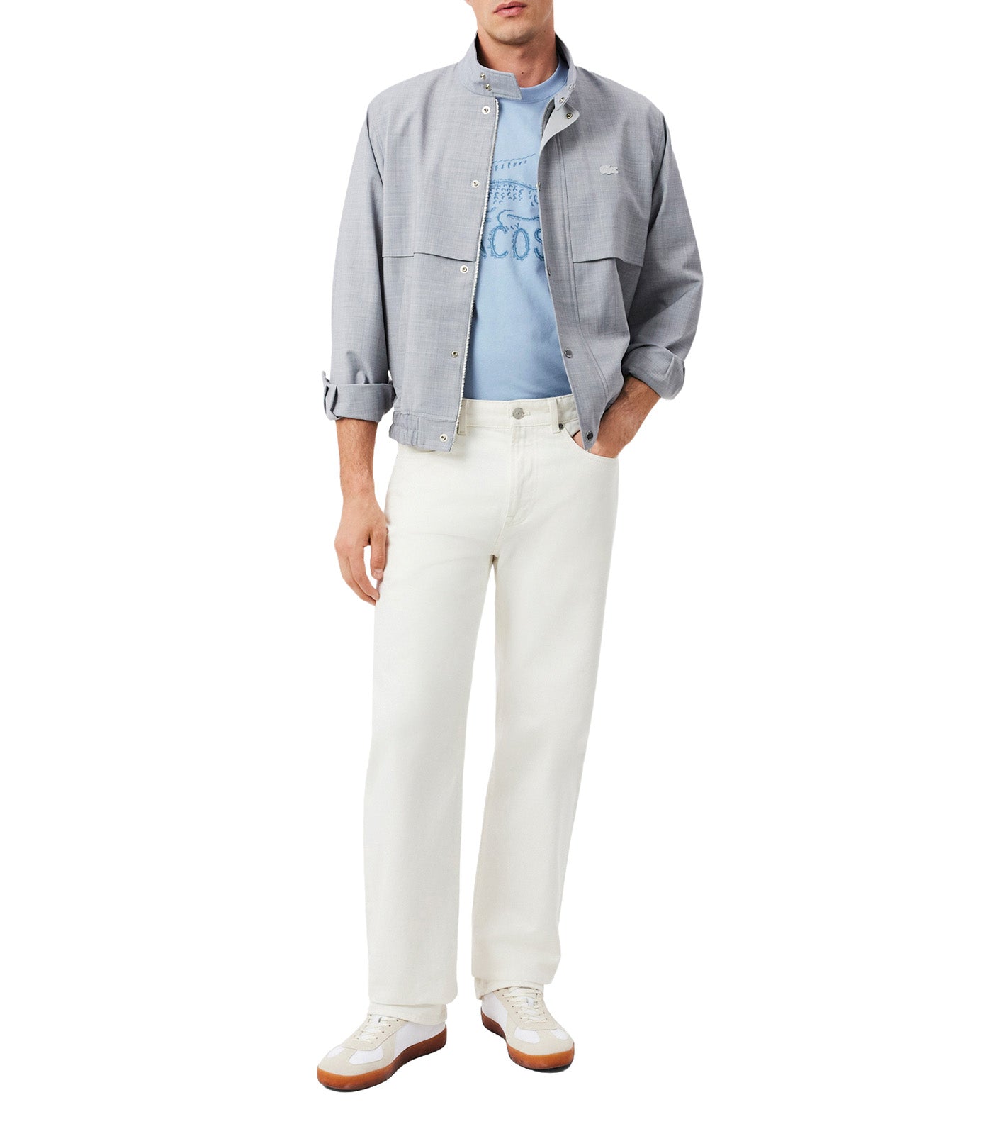 Printed Cotton T-Shirt Chambray