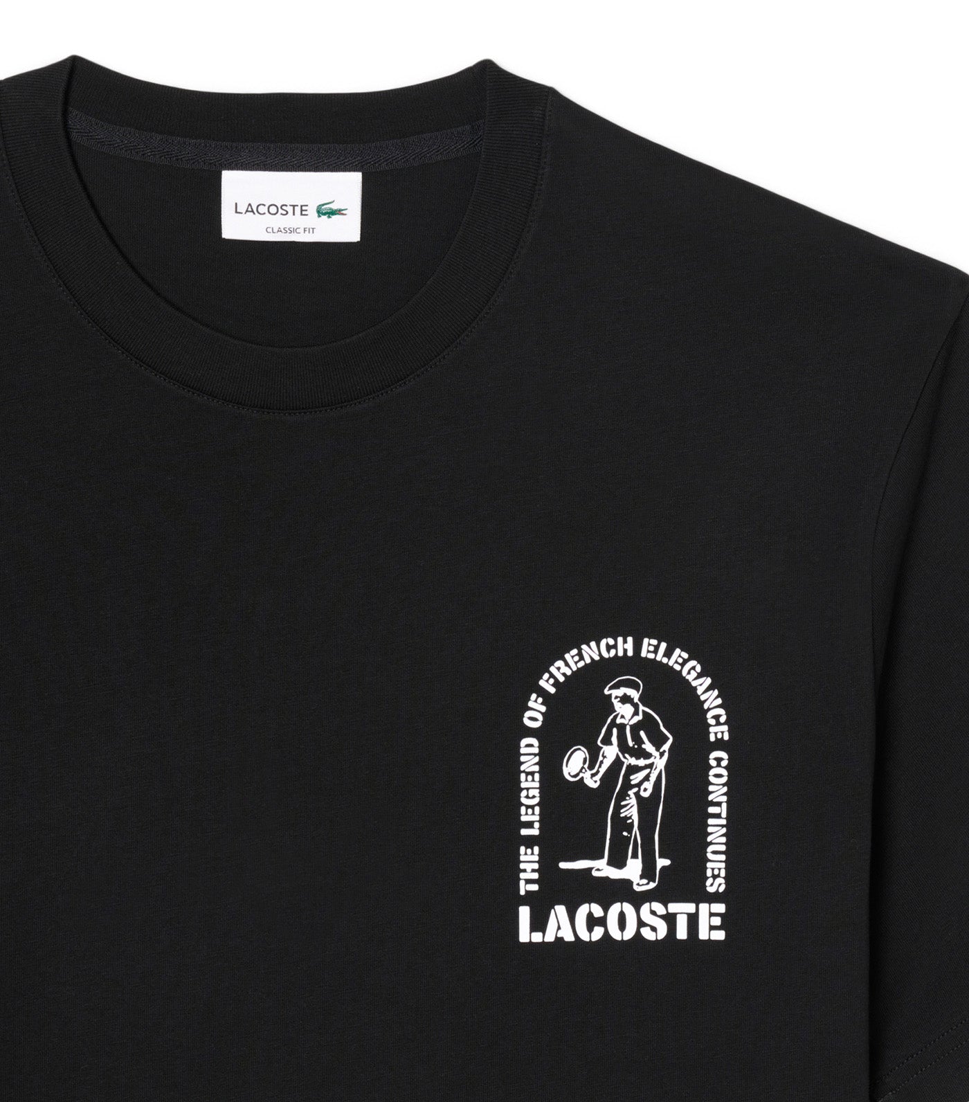Lacoste Printed Cotton T-Shirt Black