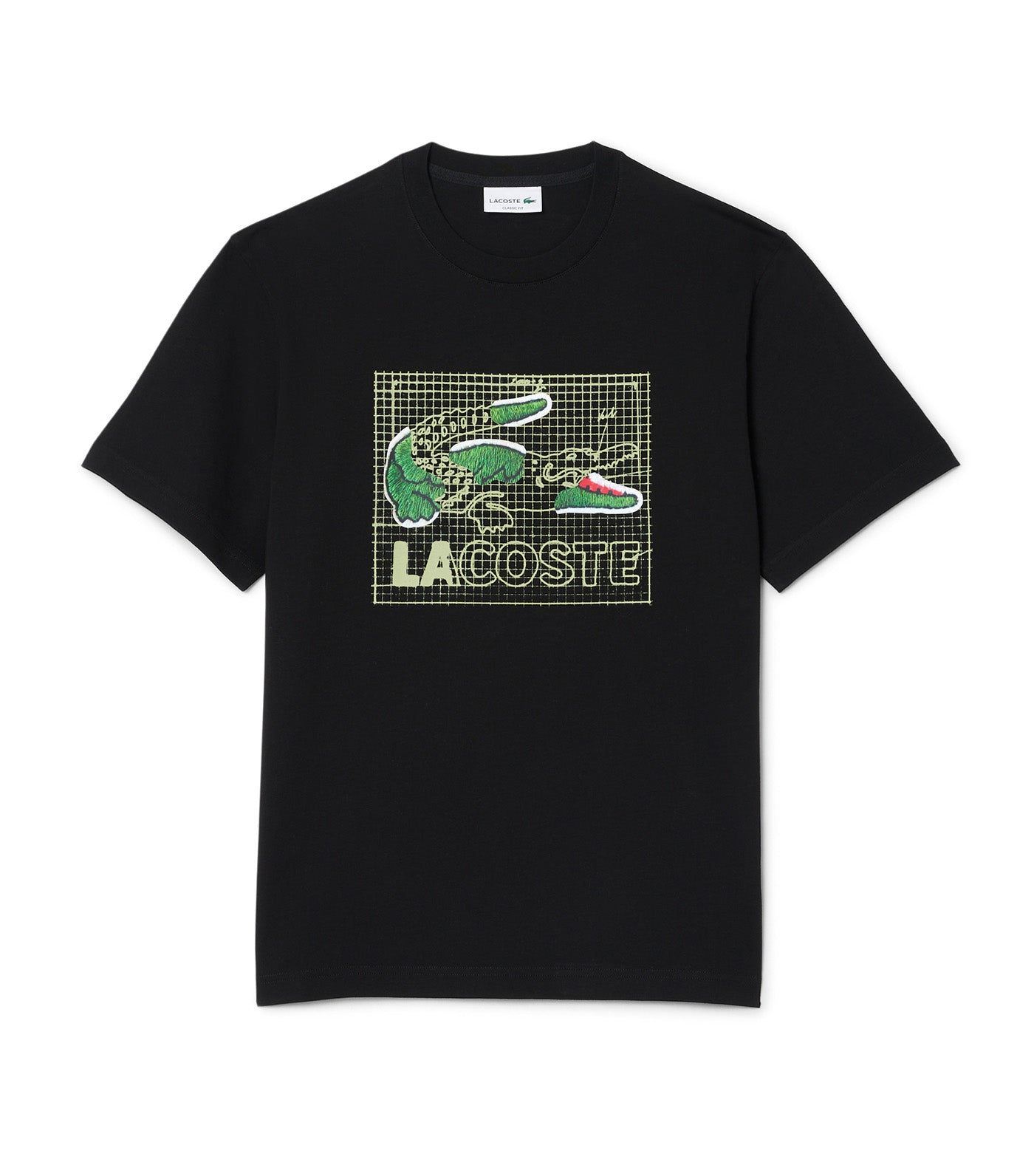 Lacoste Printed Cotton T-Shirt Black