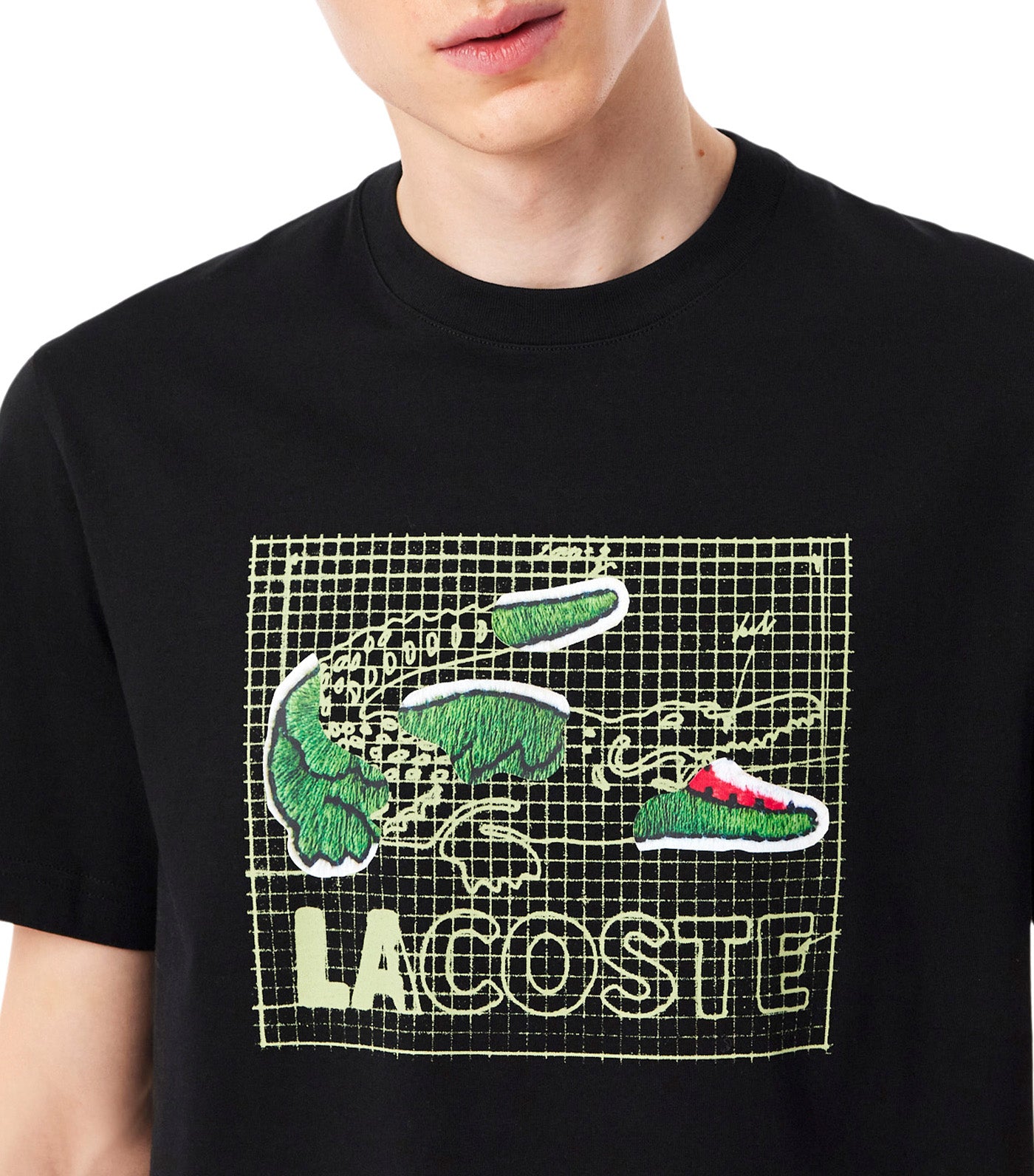 Lacoste Printed Cotton T-Shirt Black