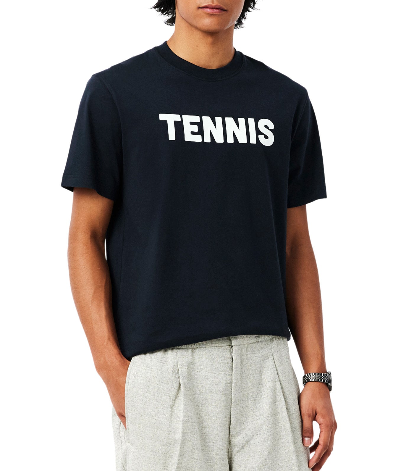 Lacoste Printed Cotton T-Shirt Blackbird