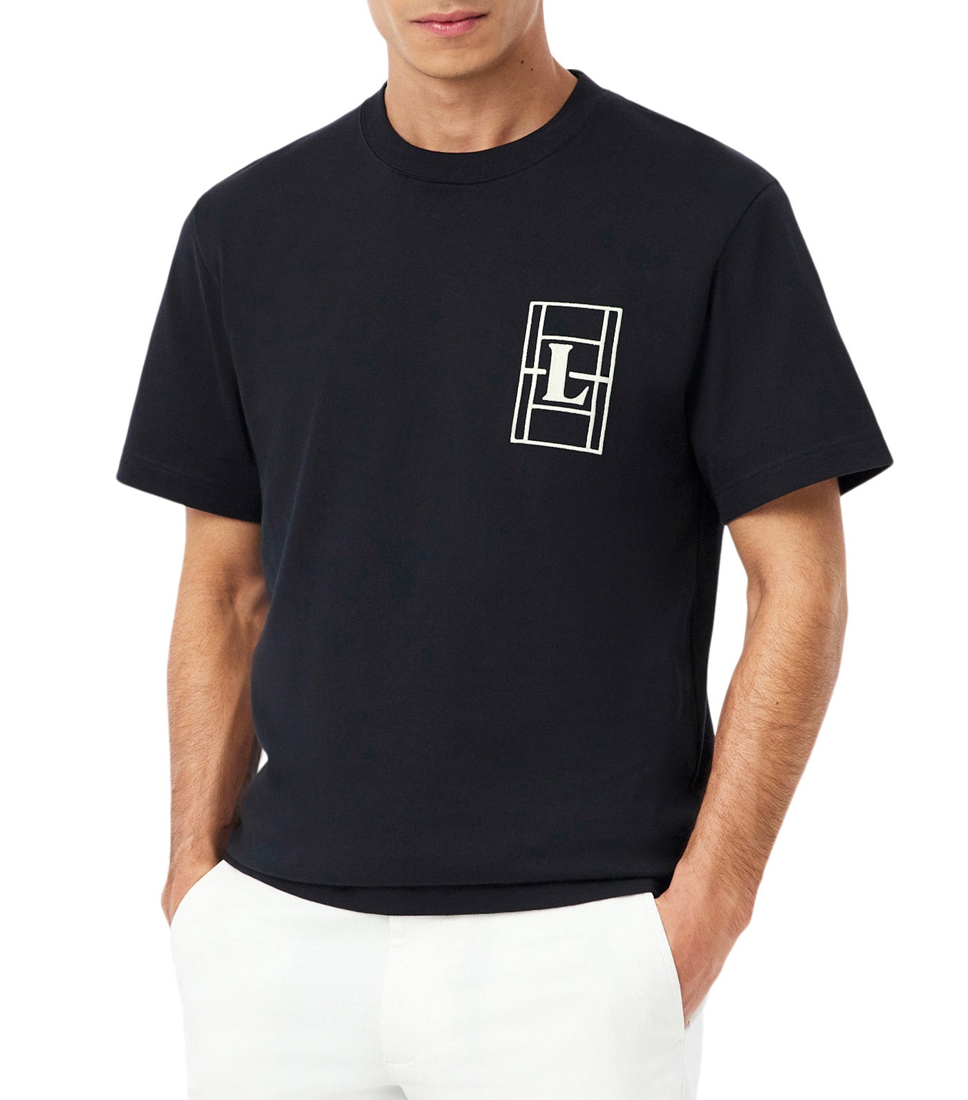 Lacoste Embroidered Heavy Jersey T-Shirt Blackbird