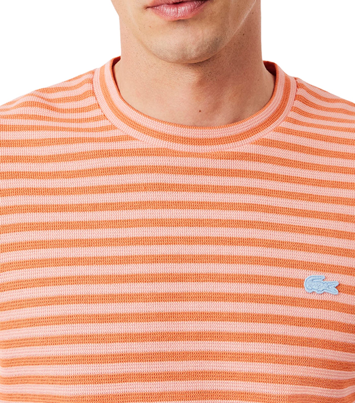 Textured Striped Cotton T-Shirt Miami/Blossom