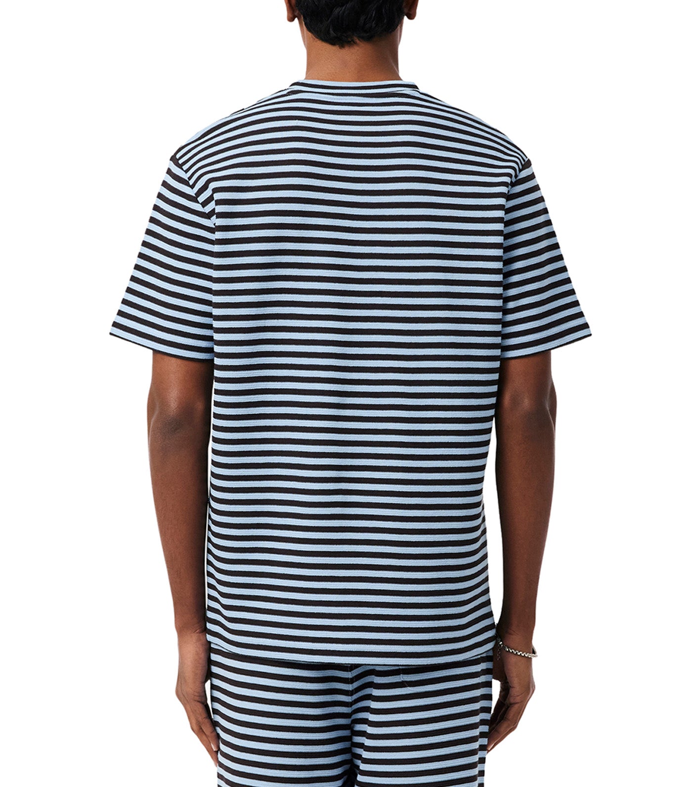 Textured Striped Cotton T-Shirt Chambray/Buffalo