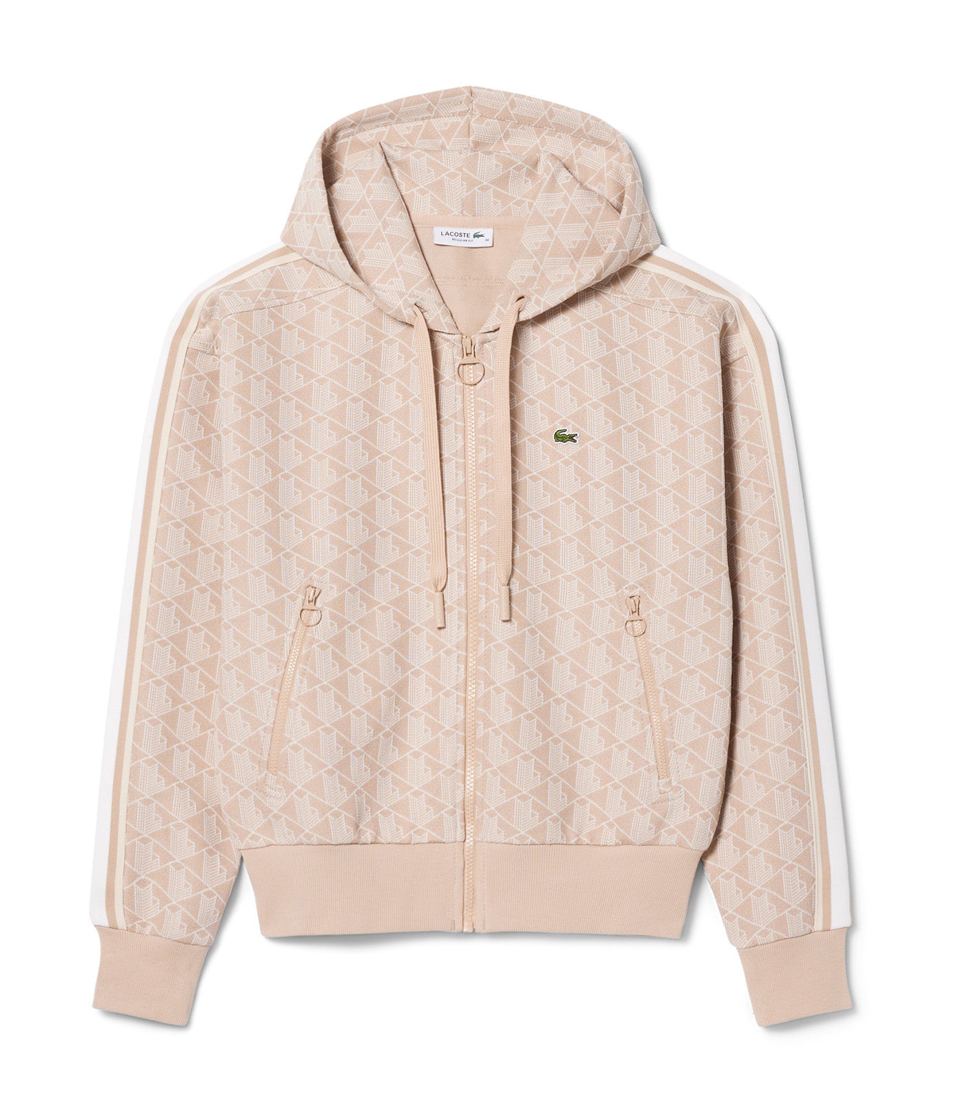 Lacoste Monogram Jacquard Zip Front Hoodie Lionne/Flour