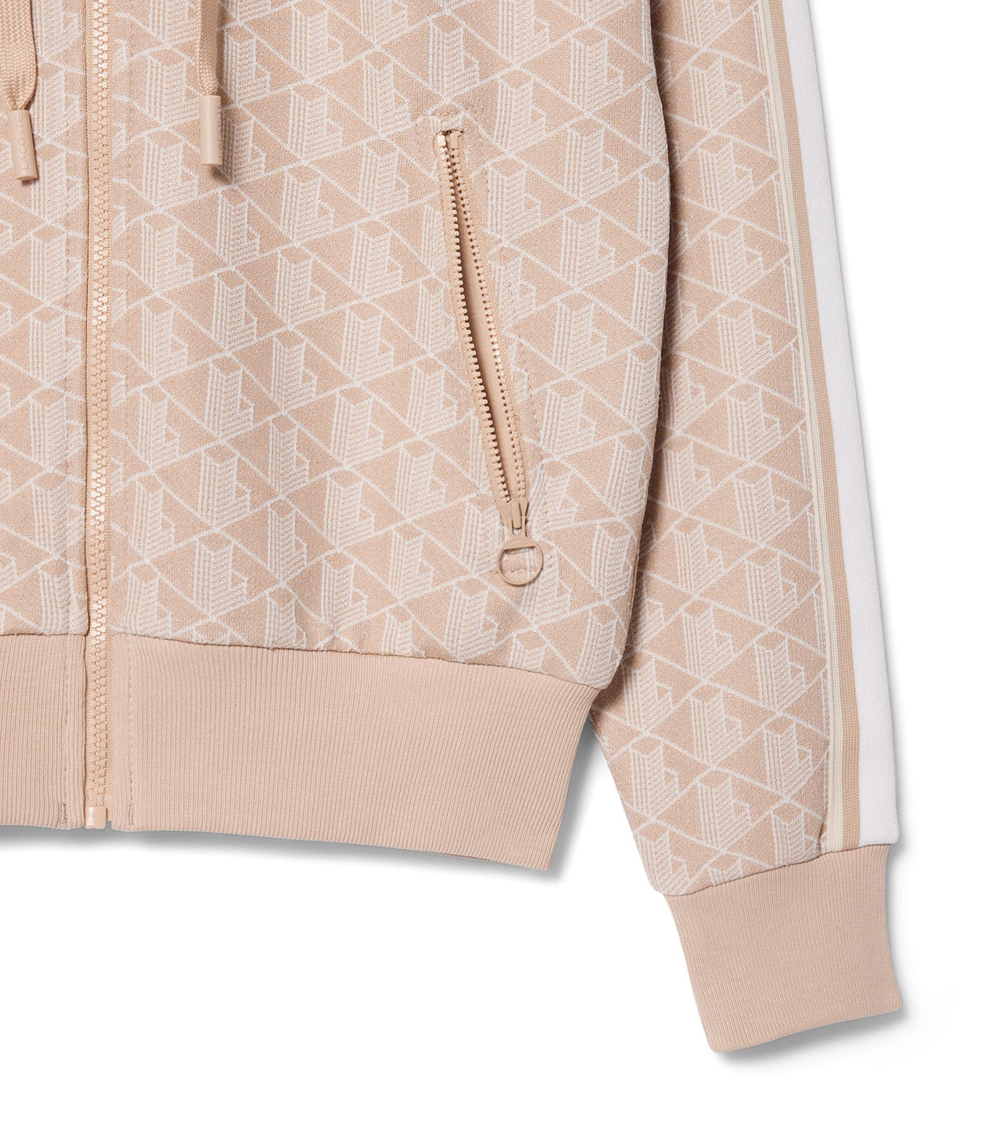 Lacoste Monogram Jacquard Zip Front Hoodie Lionne/Flour