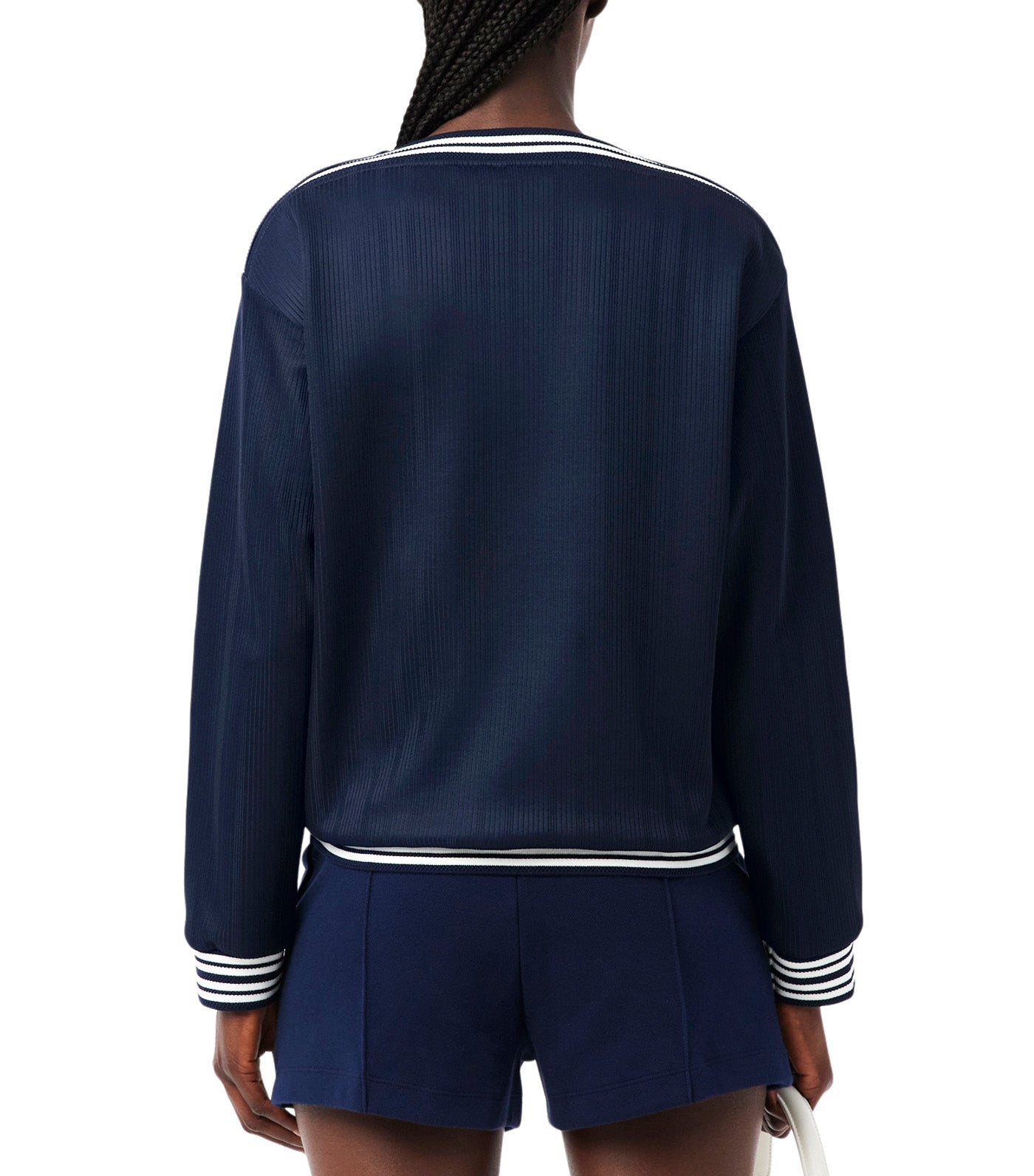 French Made Boat Neck Sweatshirt Navy Blue/White
