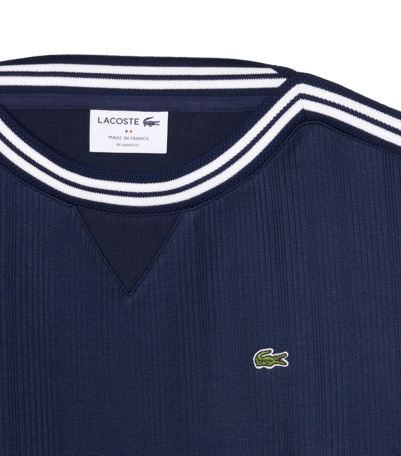 French Made Boat Neck Sweatshirt Navy Blue/White
