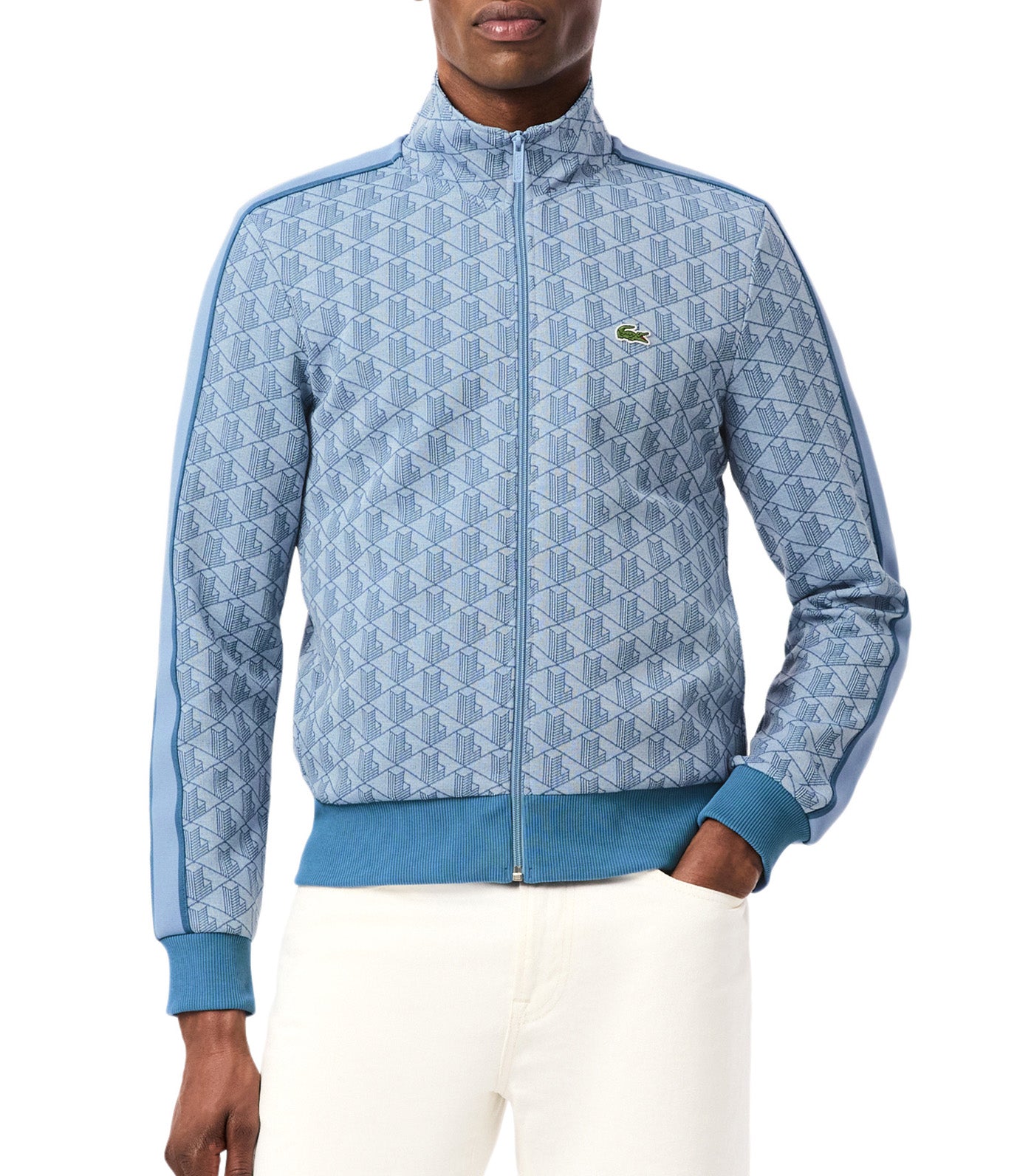 Lacoste Paris Jacquard Monogram Zipped Sweatshirt Pheonix Blue/Abyss Blue