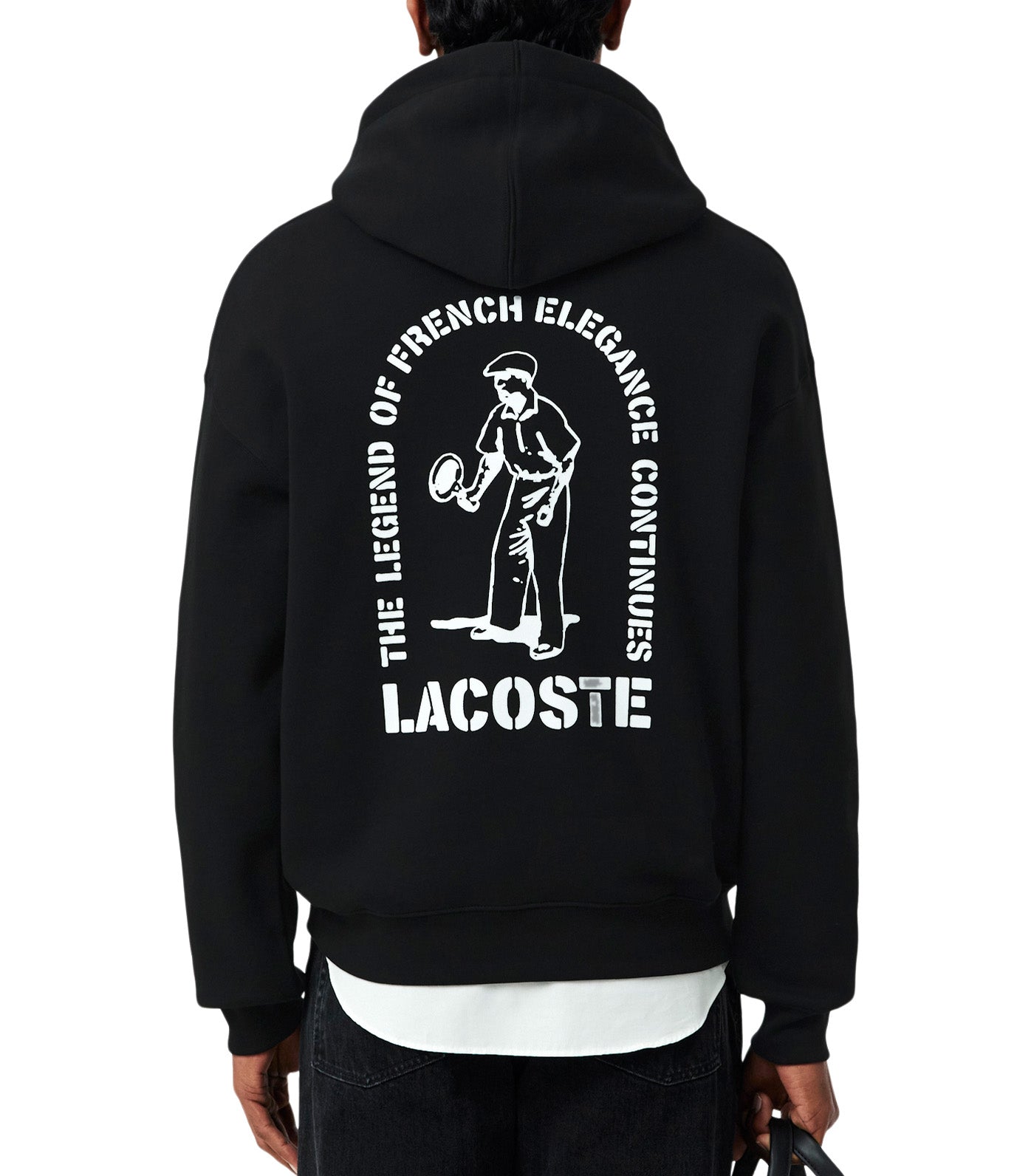 Lacoste Loose Fit Printed Hoodie Black 