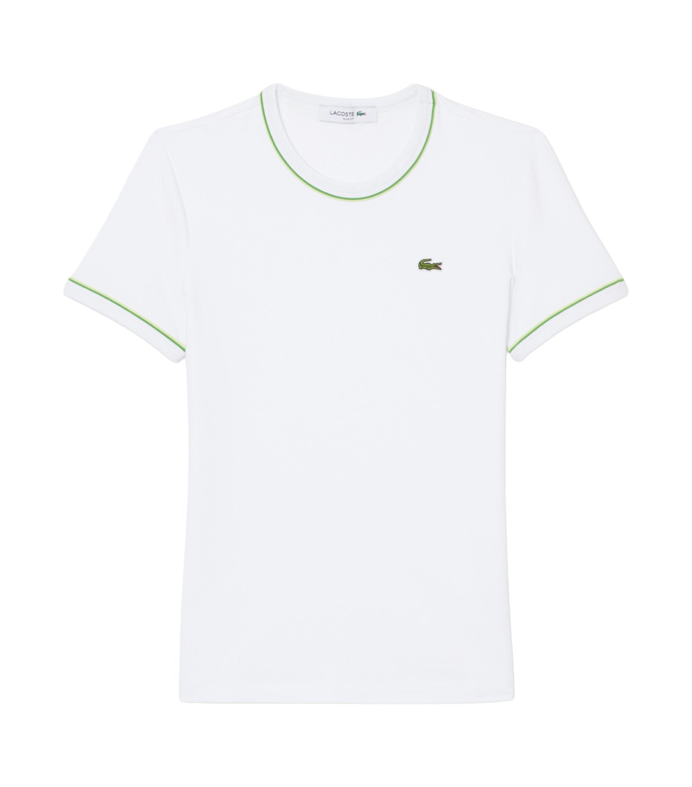 Lacoste Contrast Trim Jersey T-Shirt White/Sencha/Billiard Green