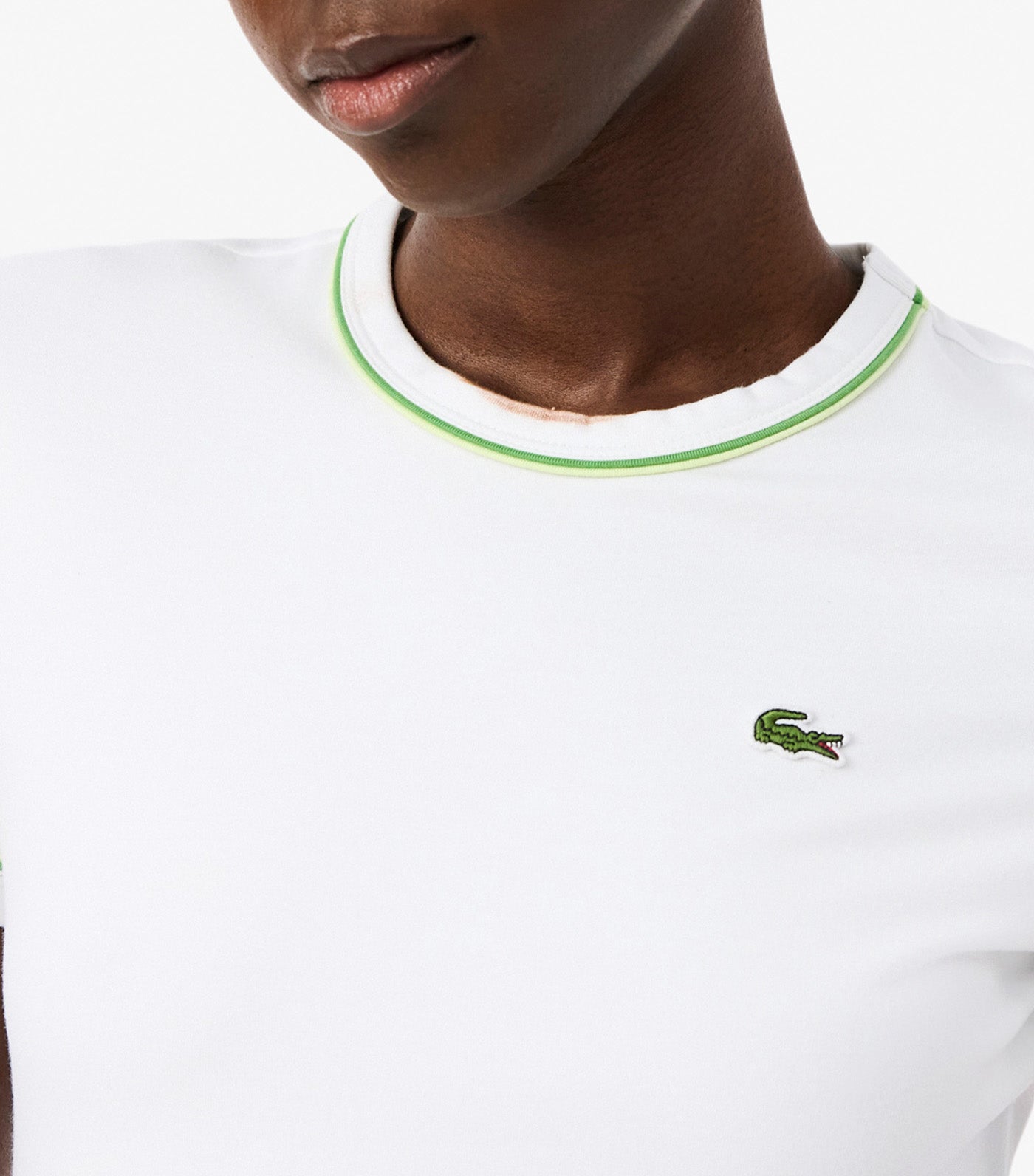 Lacoste Contrast Trim Jersey T-Shirt White/Sencha/Billiard Green