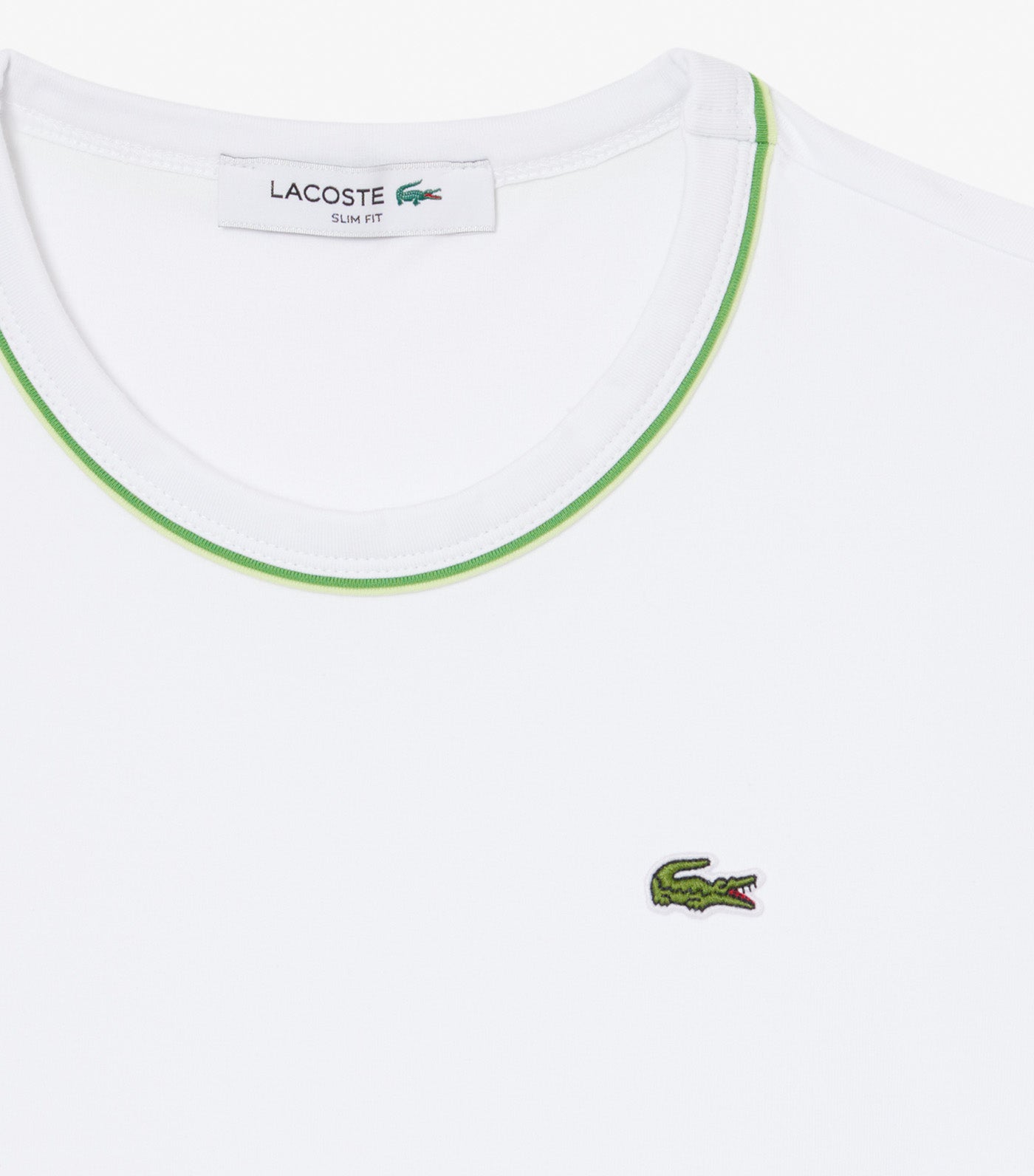 Lacoste Contrast Trim Jersey T-Shirt White/Sencha/Billiard Green
