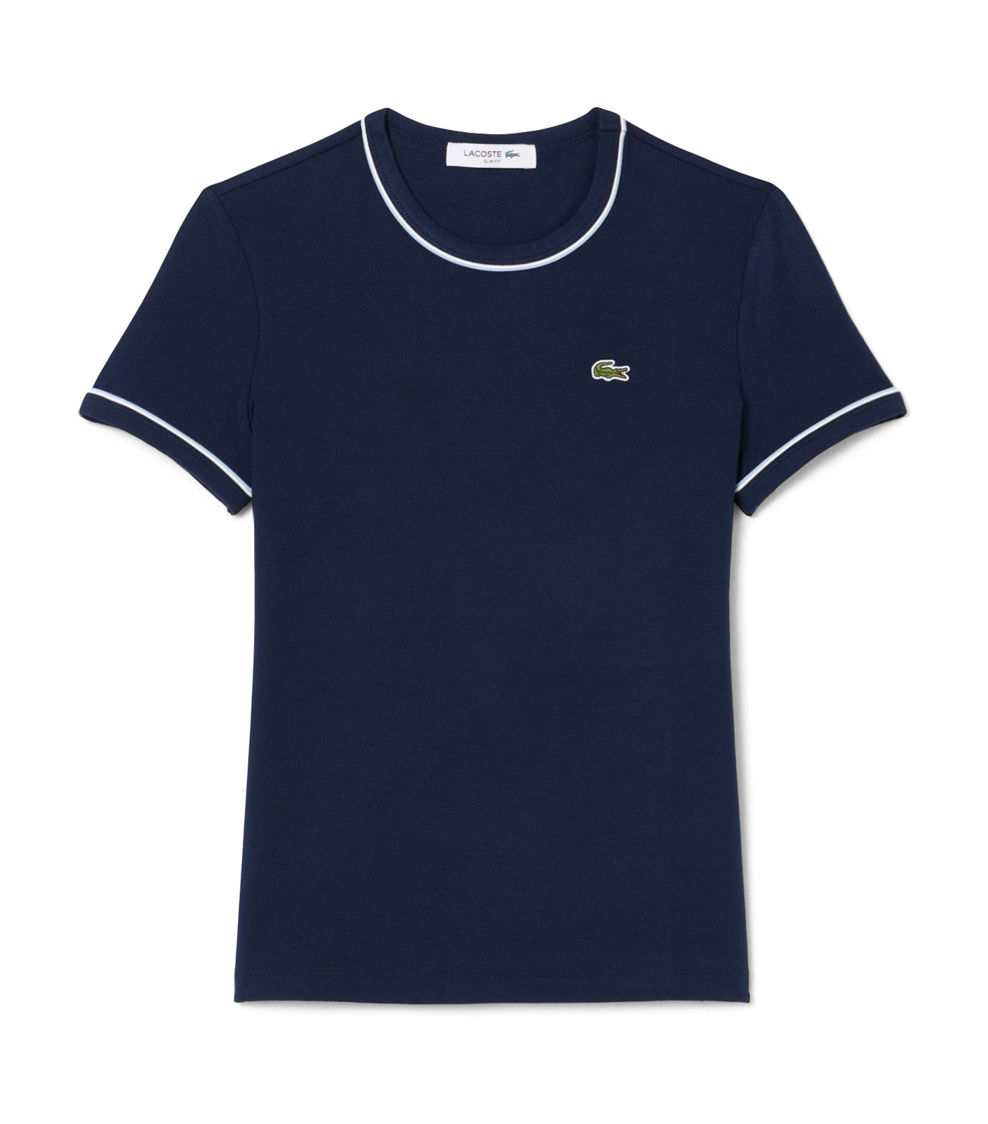 Lacoste Contrast Trim Jersey T-Shirt Navy Blue/Chambray/Flour