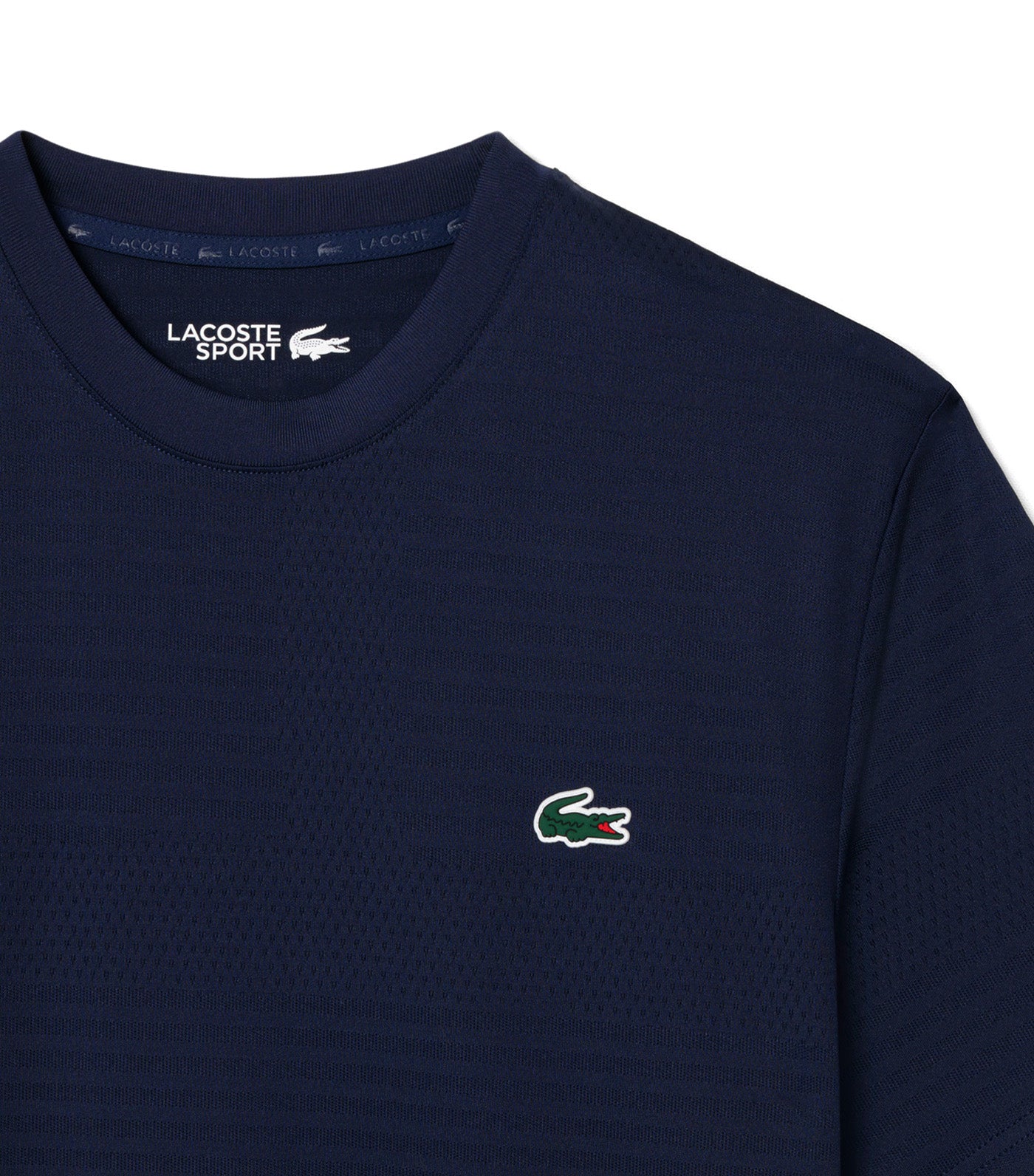 Lacoste Ultra Dry Stretch Jacquard Tennis T-Shirt Navy Blue