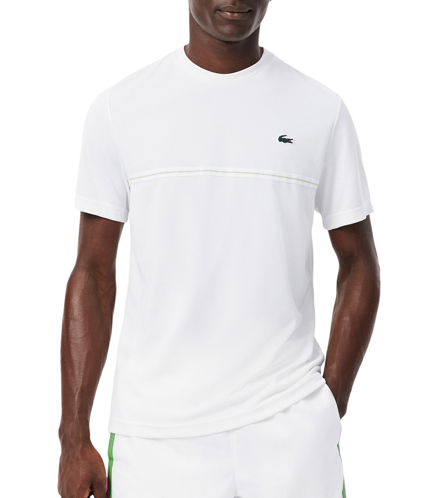 Lacoste Ultra Dry Crocodile Print Sport T-Shirt White