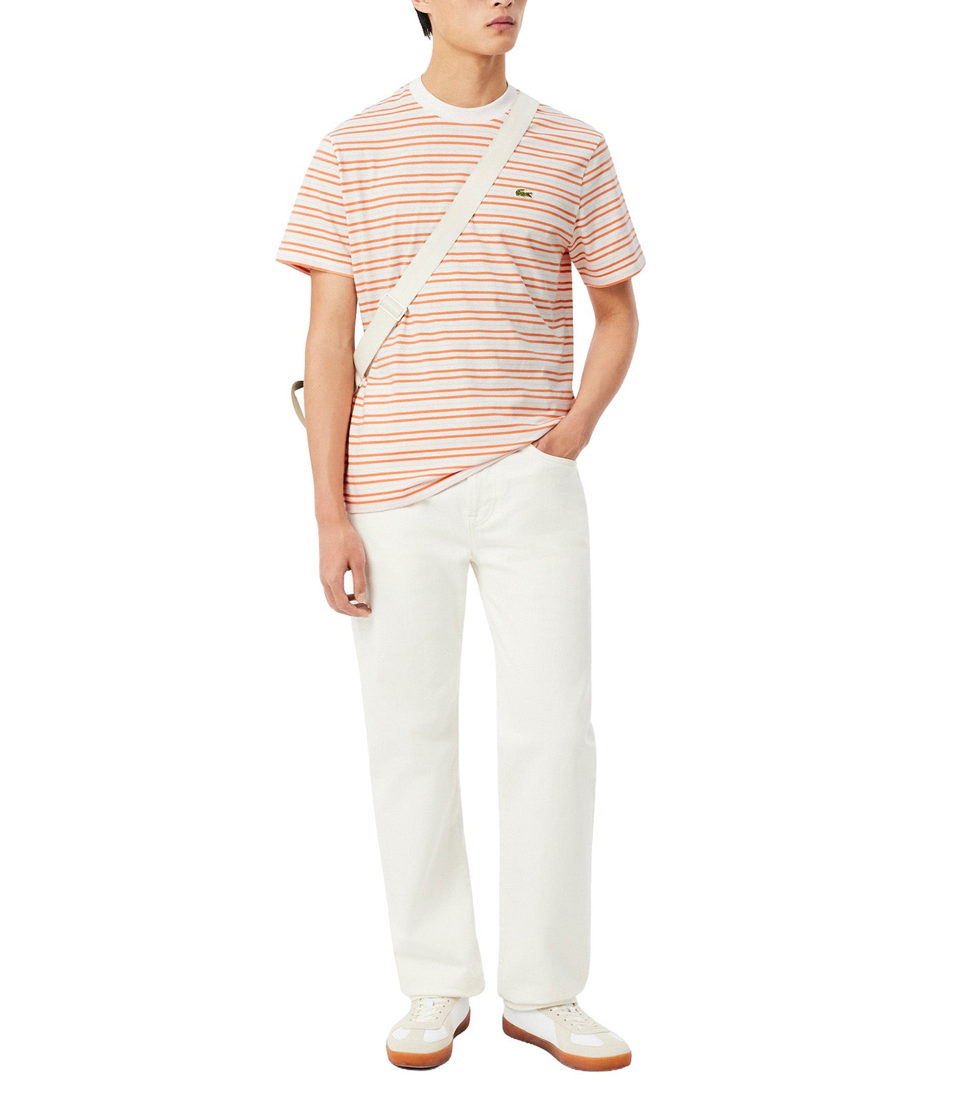 Striped Cotton T-Shirt Blossom/Flour