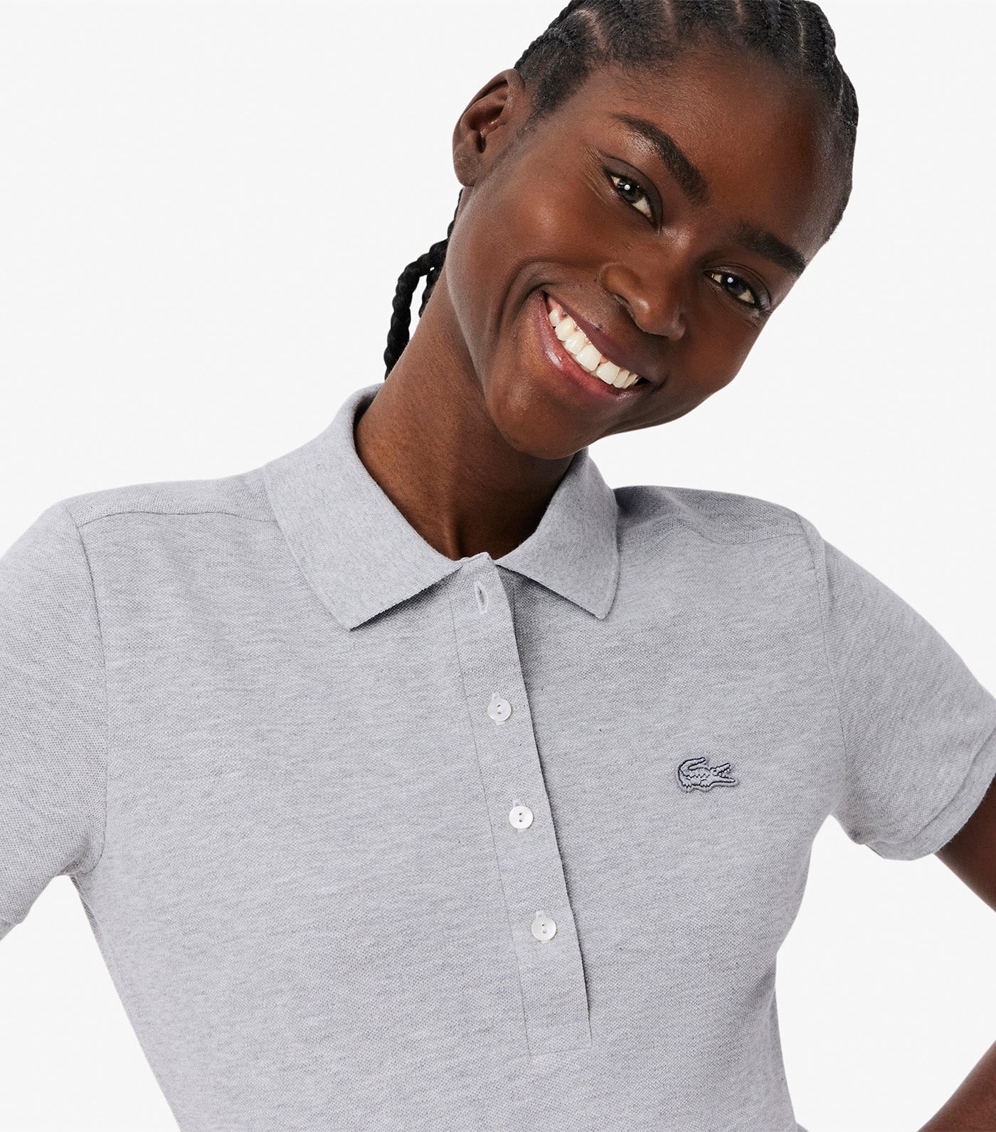 Lacoste L.12.D Slim Fit Stretch Mini Pique Polo Shirt Silver Chine