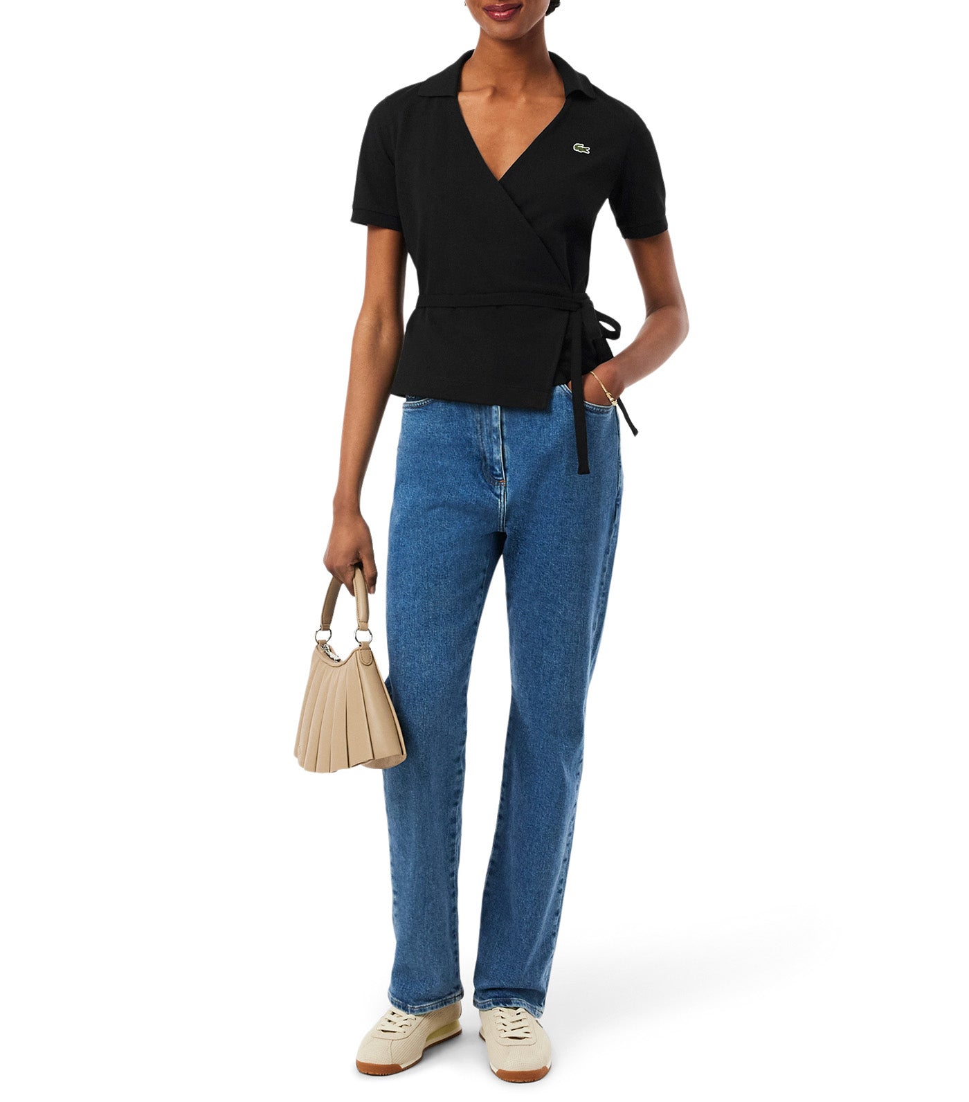 Stretch Mini Piqué Wrap Polo Shirt