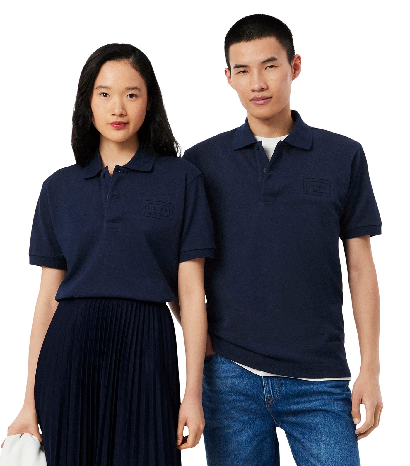 Classic Fit Embossed Branding Polo Shirt Navy Blue