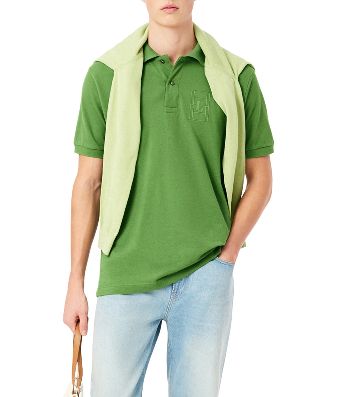 Lacoste Classic Fit Embroidery Detail Petit Piqué Polo Shirt Lamb's Lettuce
