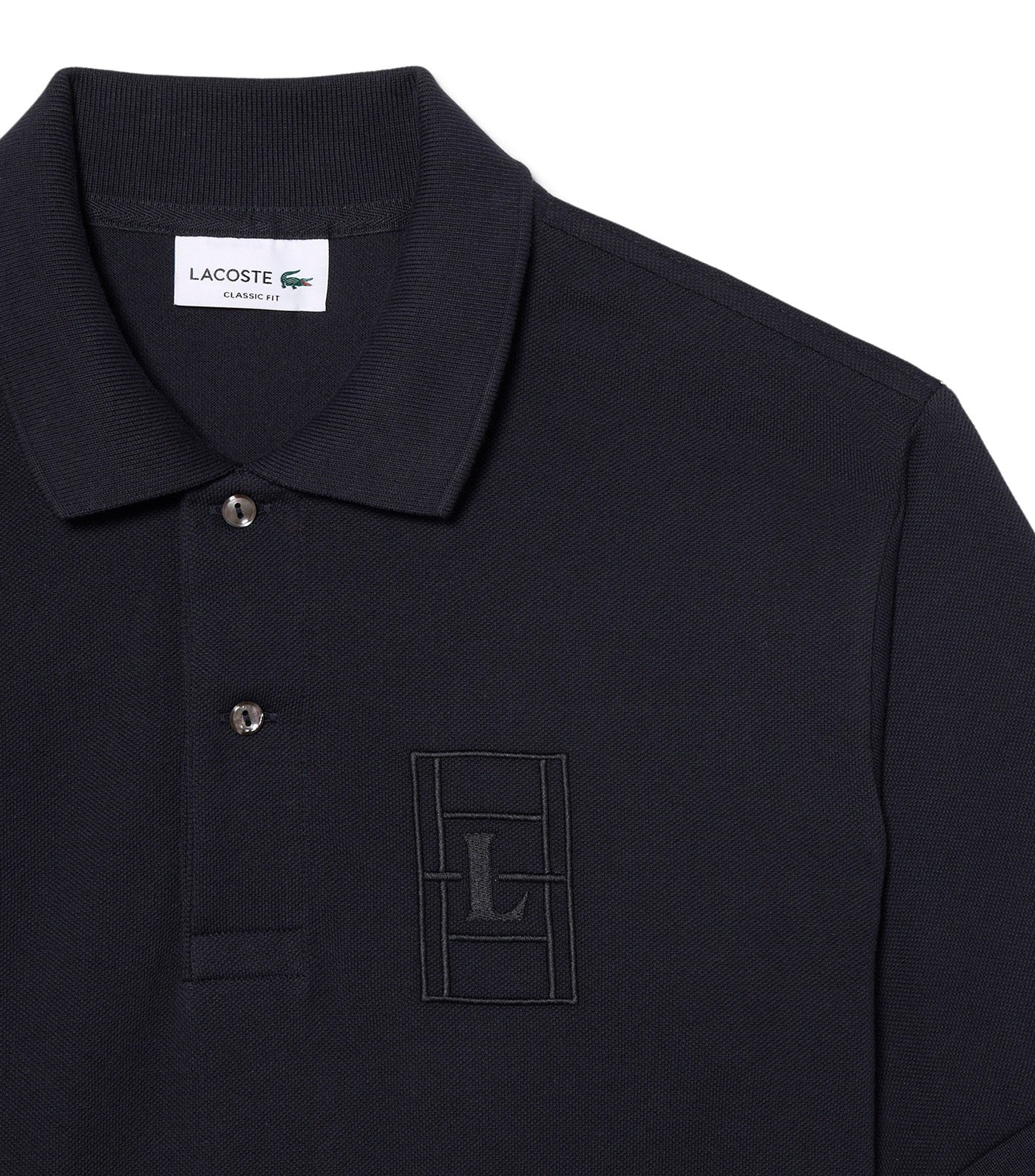 Lacoste Classic Fit Embroidery Detail Petit Piqué Polo Shirt Blackbird
