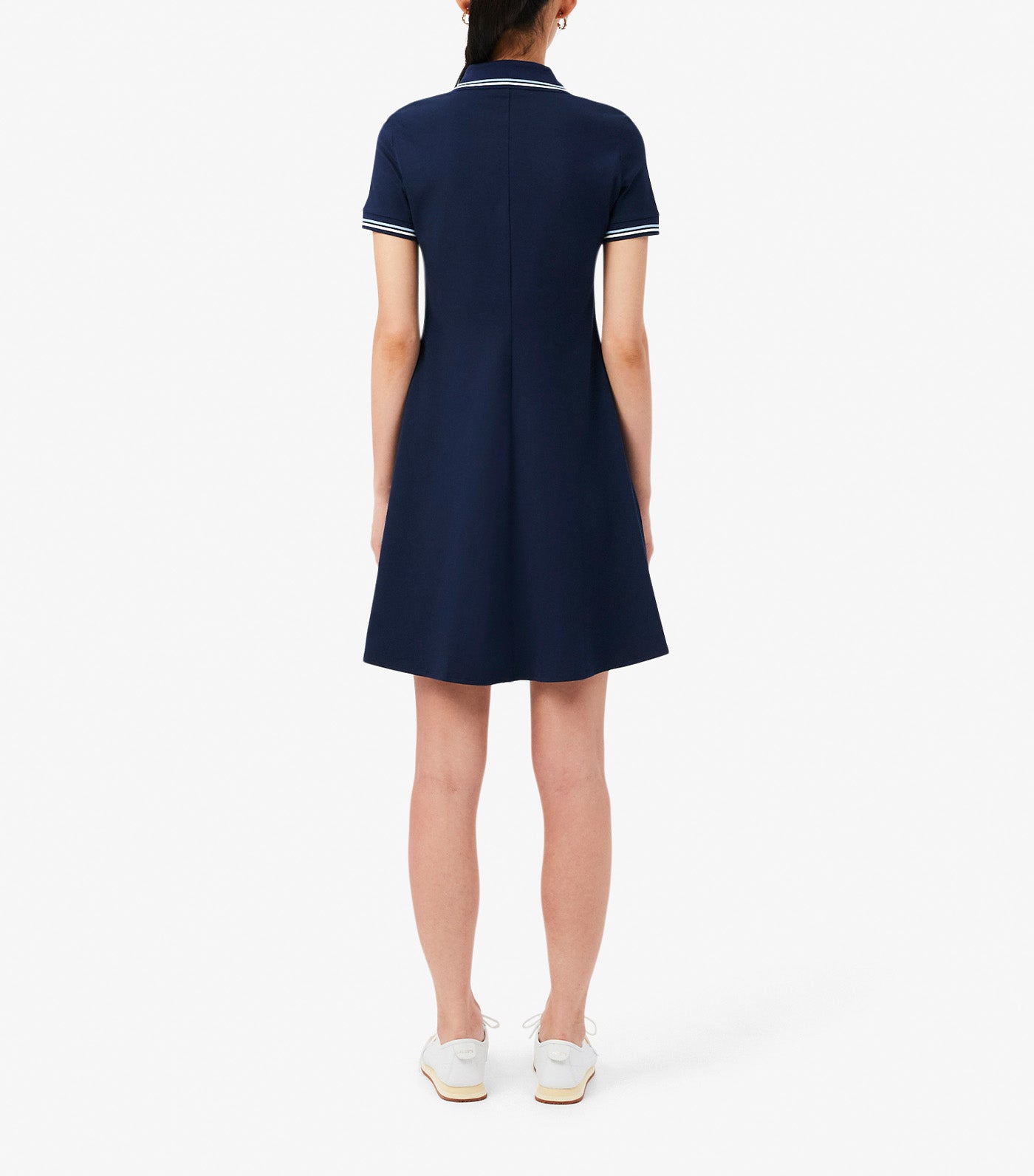 Stretch Polo Collar Skater Dress Navy Blue/Chambray-Flour