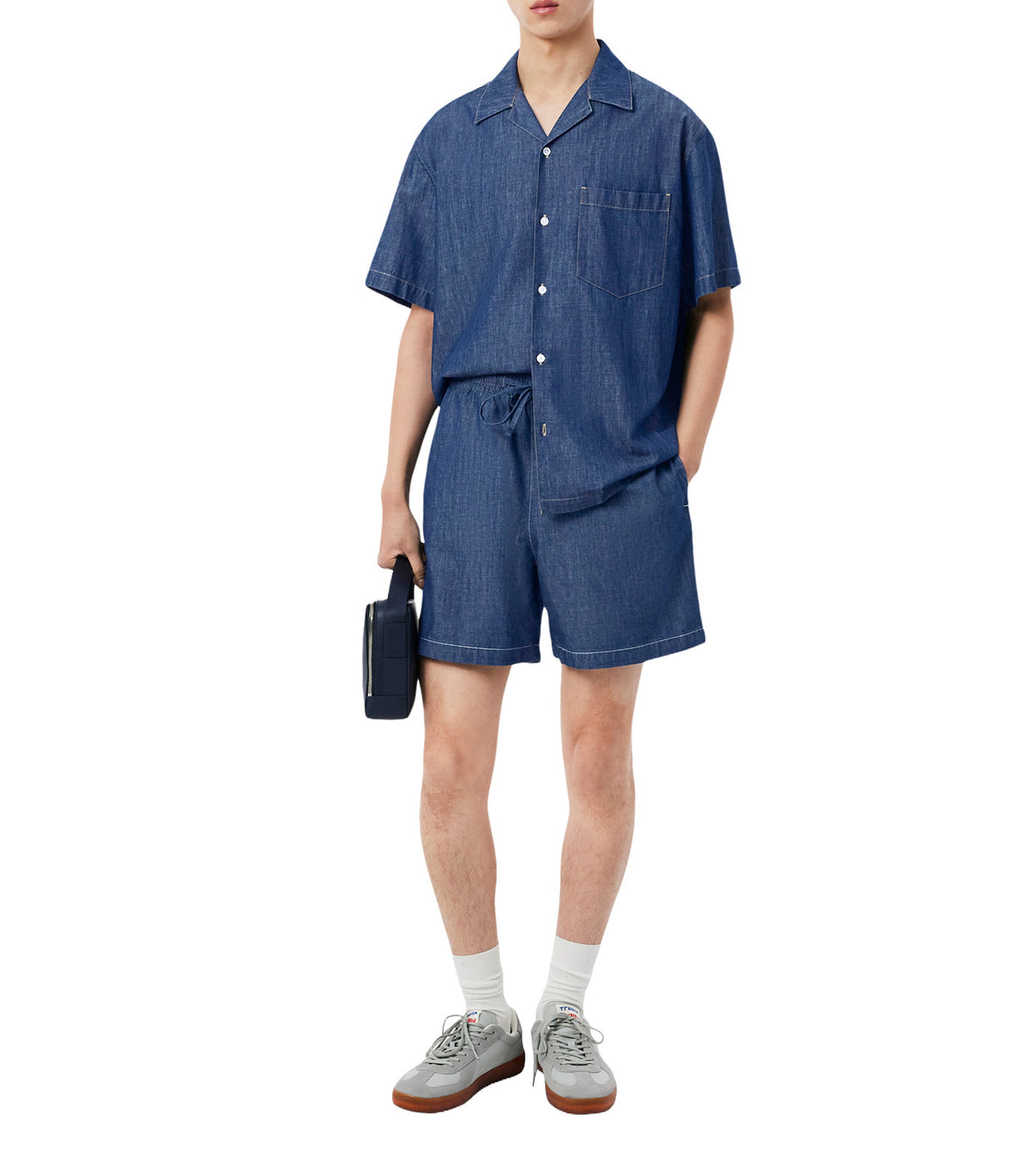 Relaxed Fit Denim Shorts Dark Wash Blue