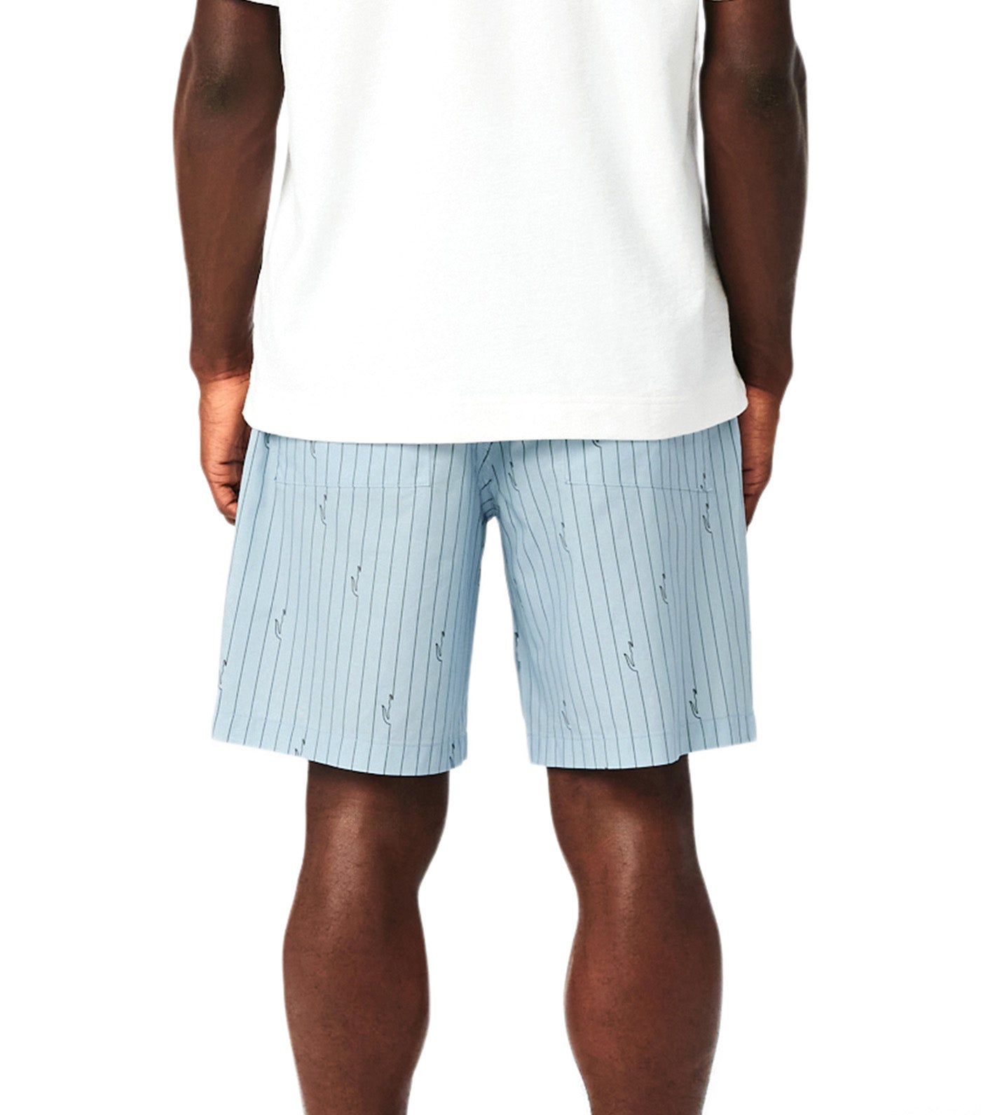 Lacoste Crocodile Print Stripe Cotton Shorts Chambray/Buffalo