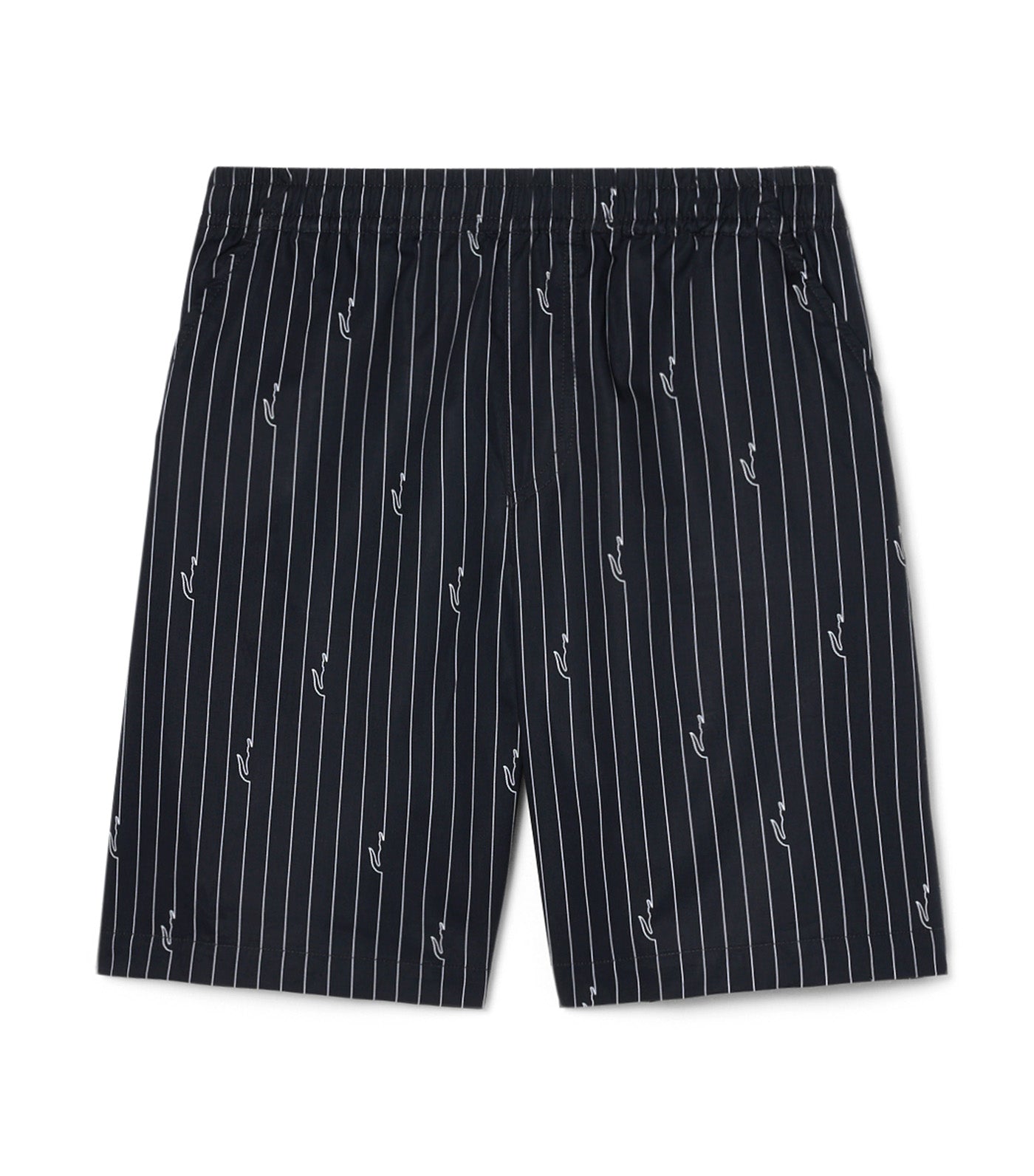 Lacoste Crocodile Print Stripe Cotton Shorts Blackbird/White