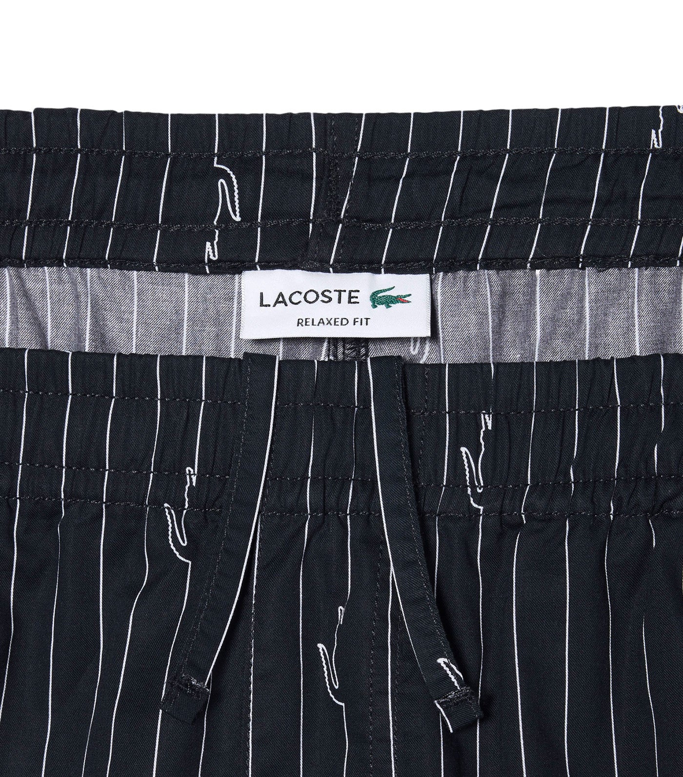 Lacoste Crocodile Print Stripe Cotton Shorts Blackbird/White
