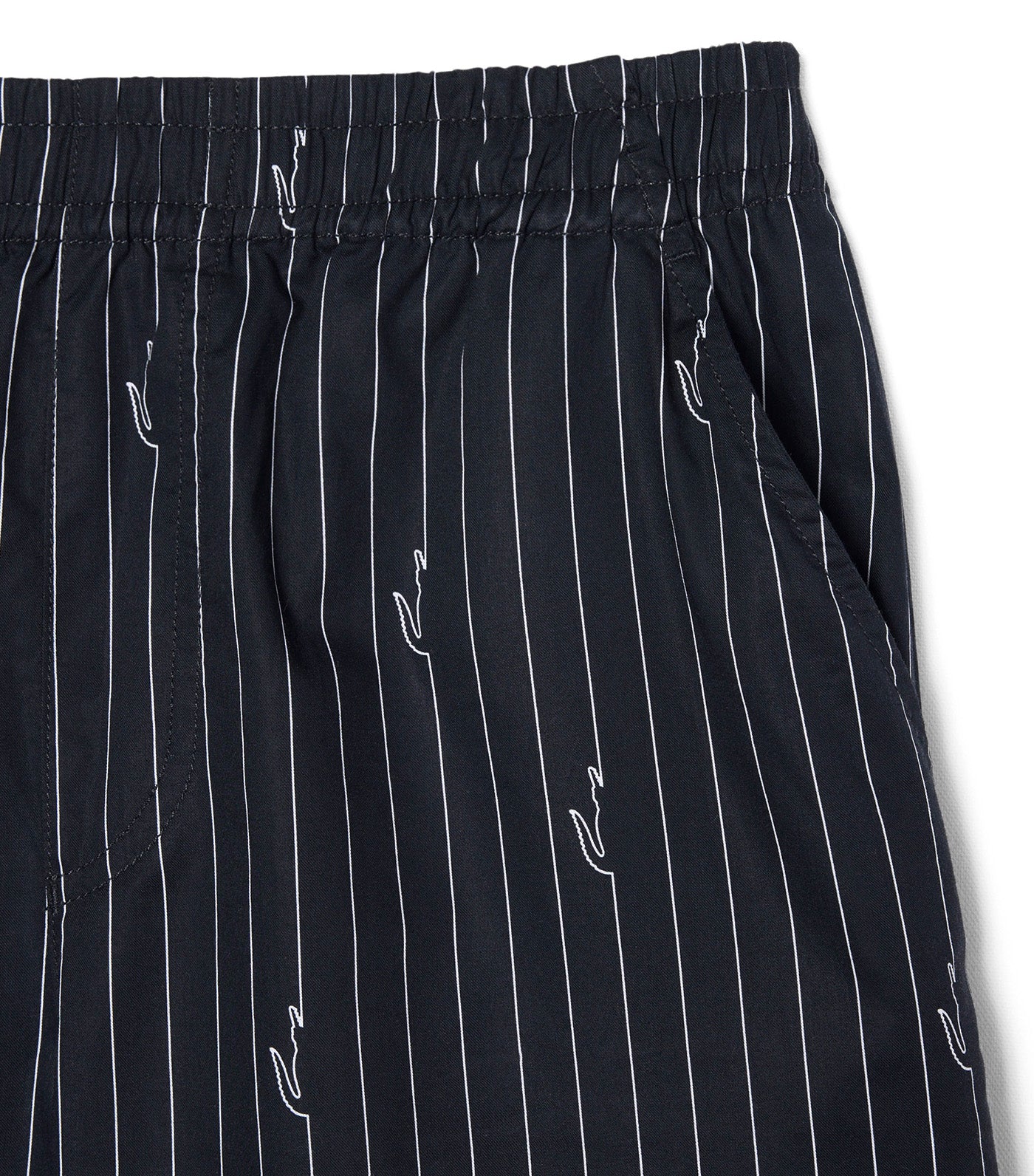 Lacoste Crocodile Print Stripe Cotton Shorts Blackbird/White