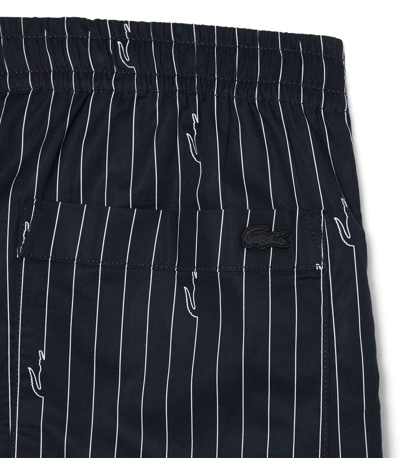 Lacoste Crocodile Print Stripe Cotton Shorts Blackbird/White