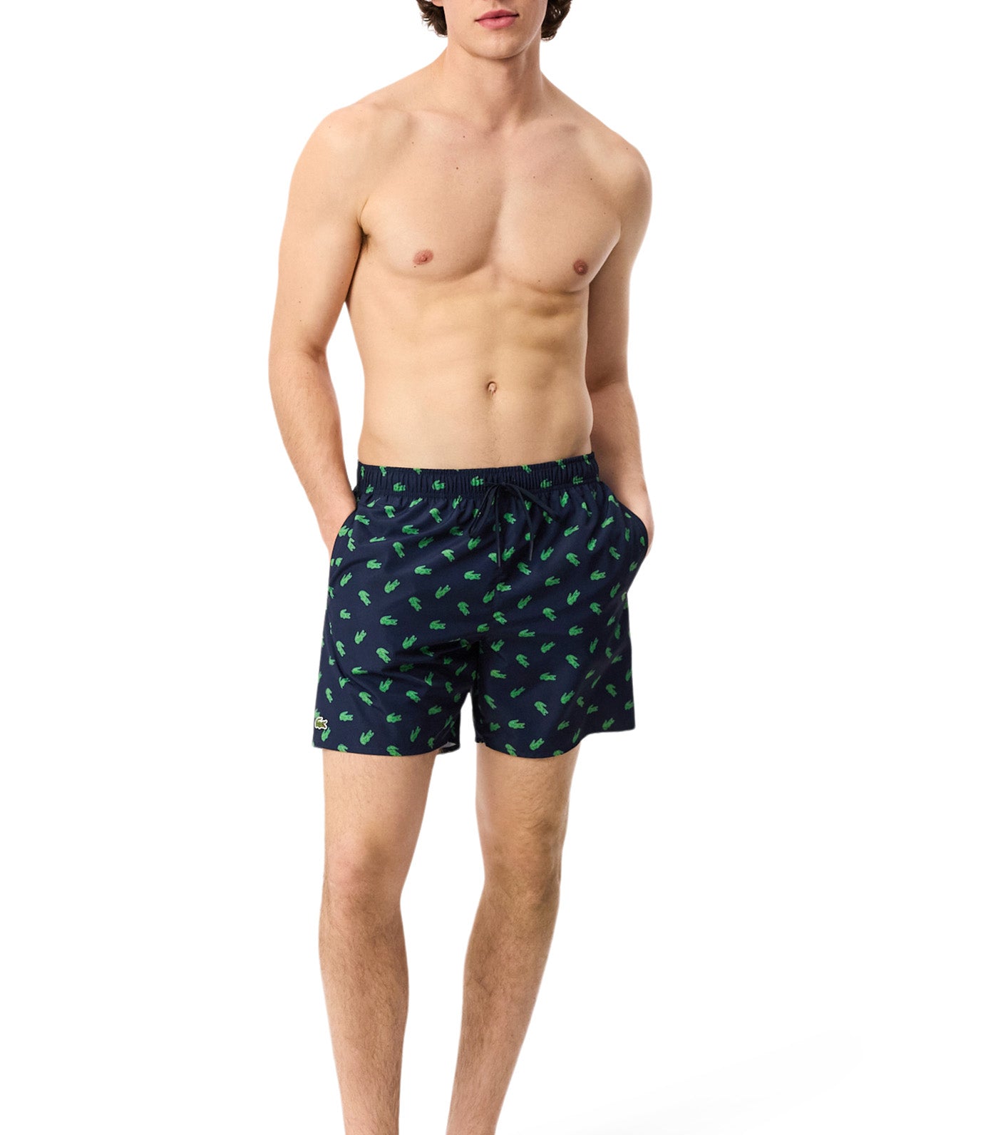 Mid Length Crocodile Print Swim Trunks