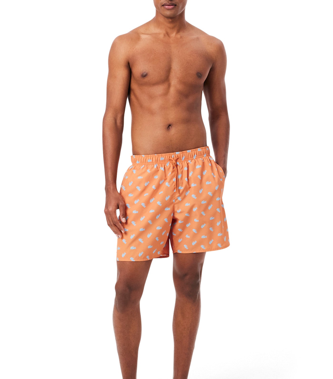 Mid Length Crocodile Print Swim Trunks