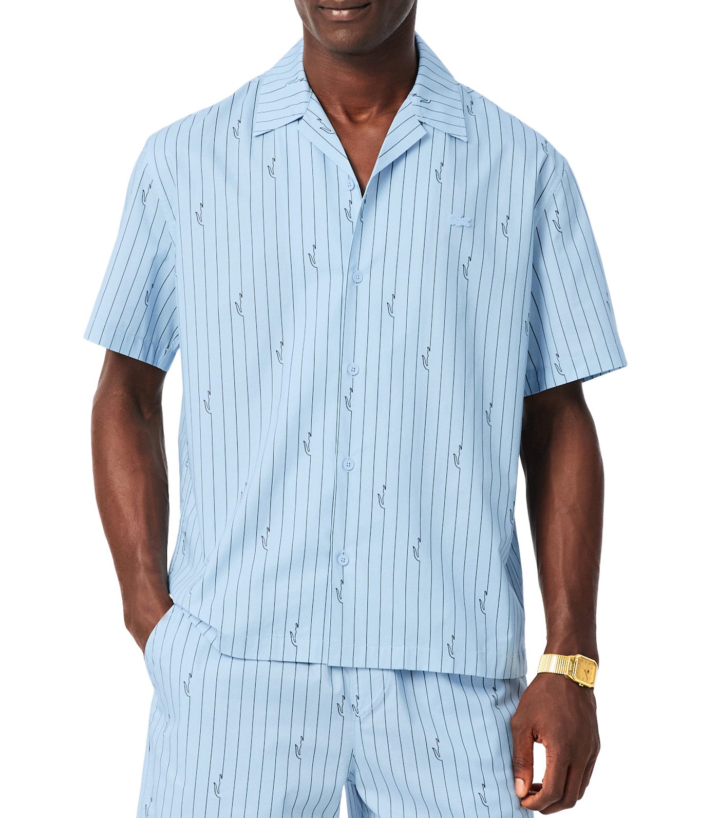 Lacoste Relaxed Fit Print Twill Shirt Chambray/Buffalo 