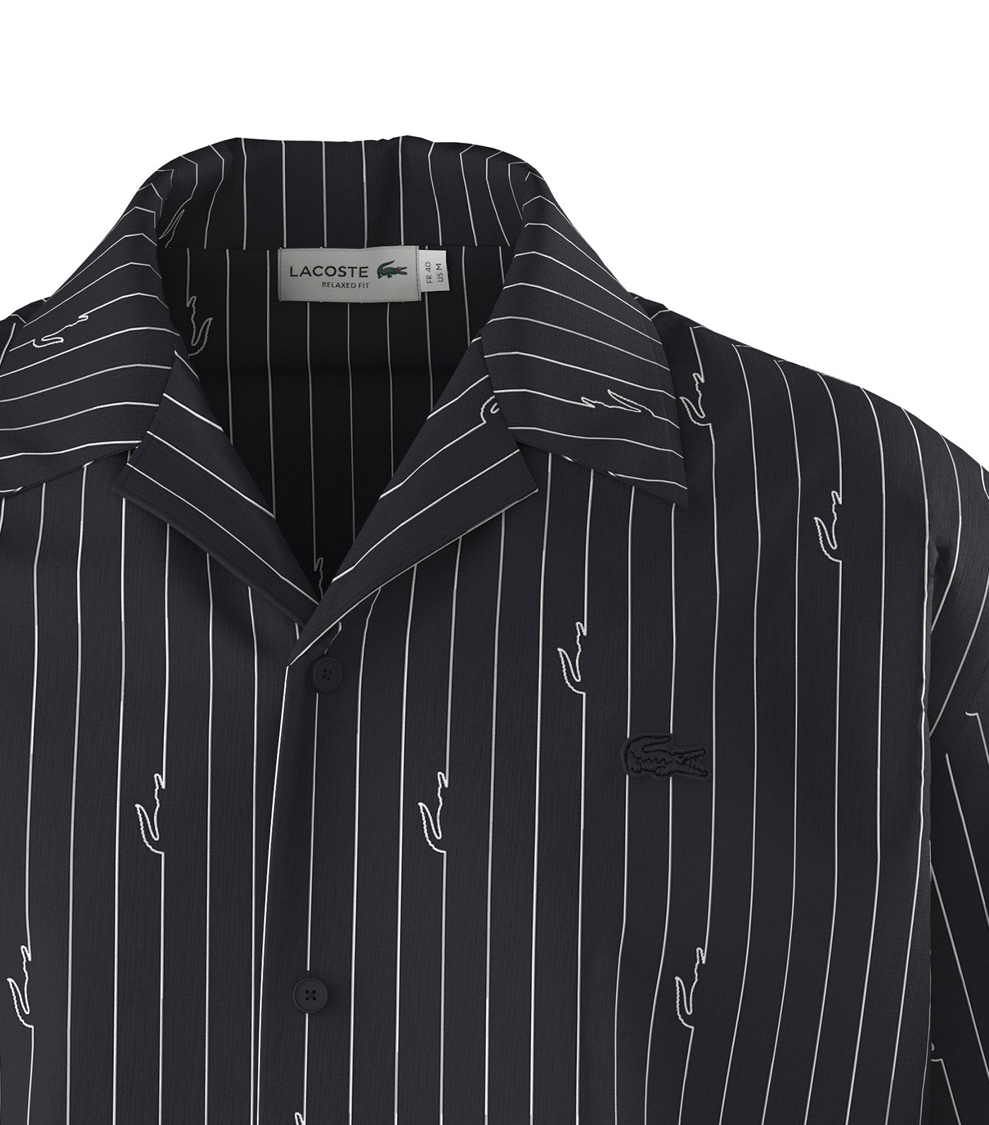 Lacoste Relaxed Fit Print Twill Shirt Blackbird/White