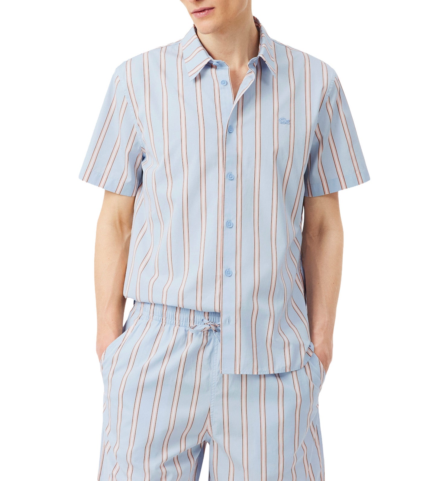 Regular Fit Striped Poplin Shirt Chambray/Miami/Blackbird