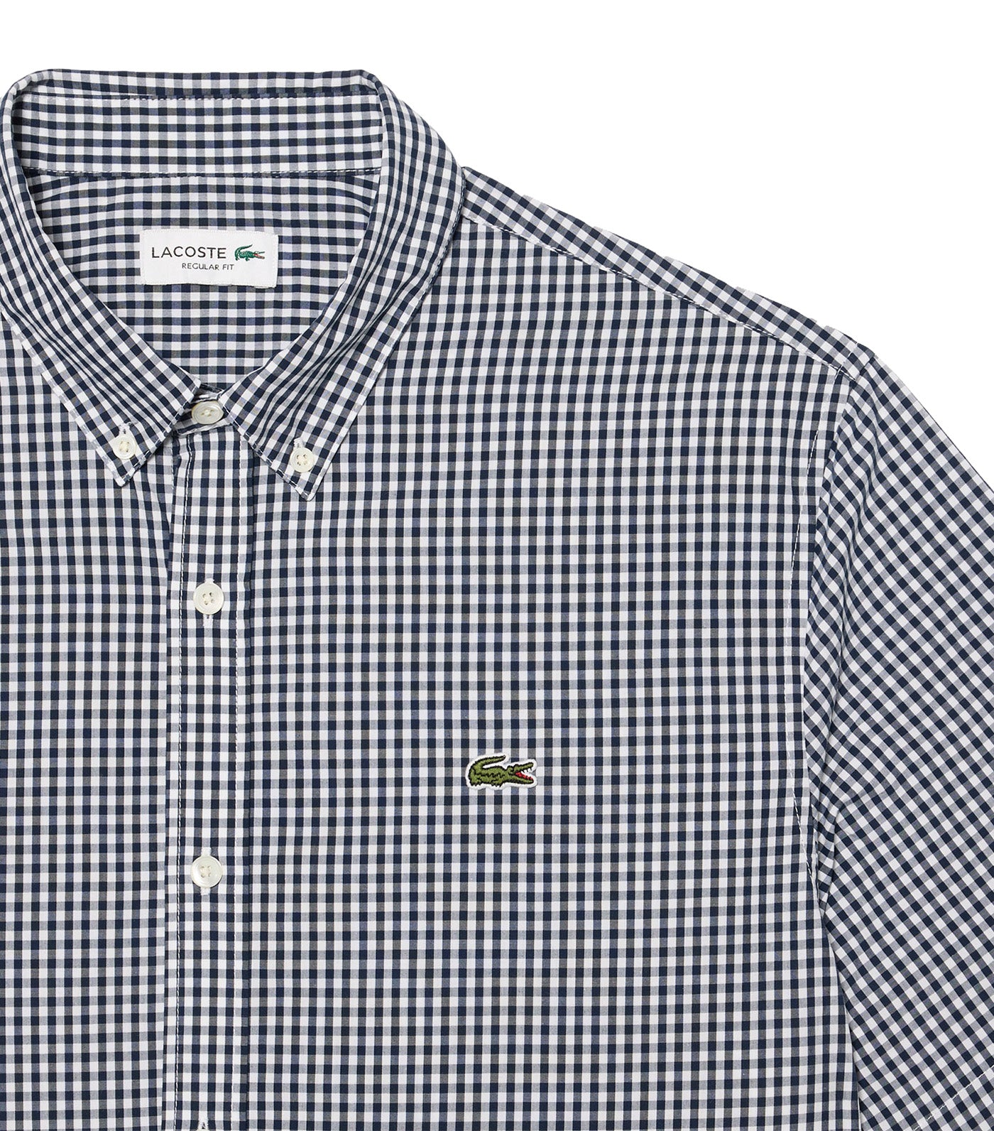 Regular Fit Short Sleeved Plaid Shirt White/Navy Blue