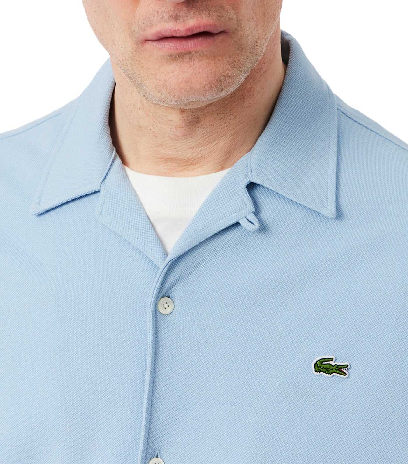 Relaxed Fit Short Sleeved Piqué Shirt Chambray