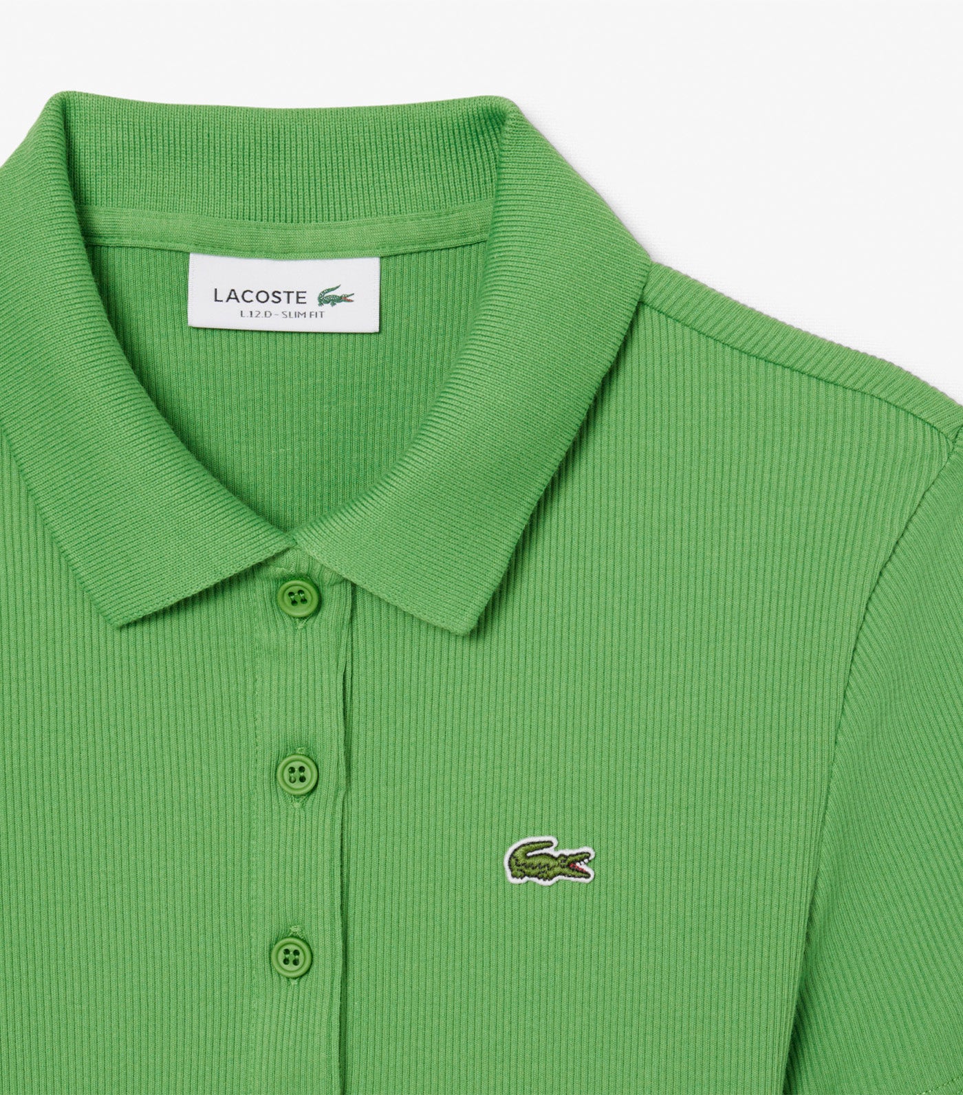 Lacoste L.12.D Slim Fit Ribbed Cotton Polo Shirt Billiard Green