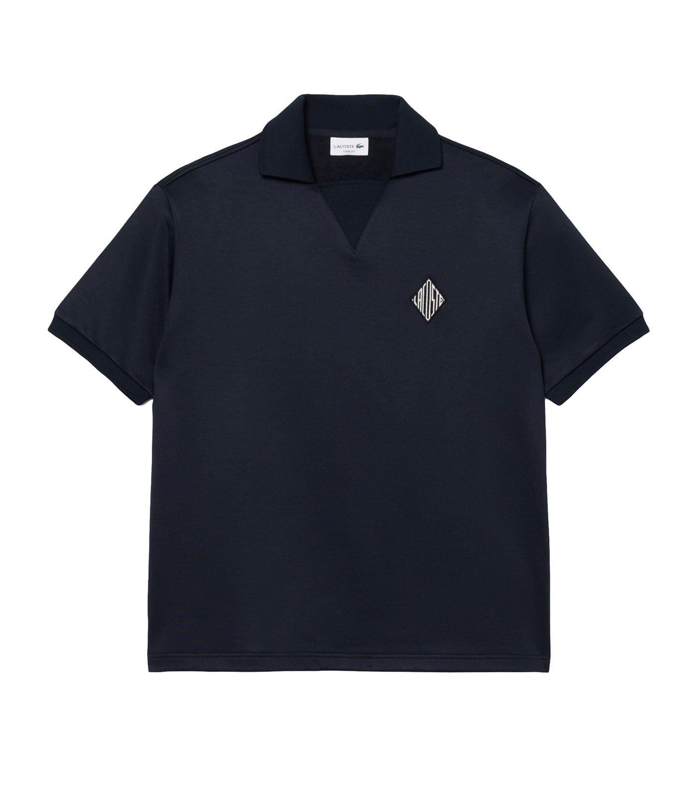 Loose Fit Badge Accent Fleece Polo Shirt Blackbird