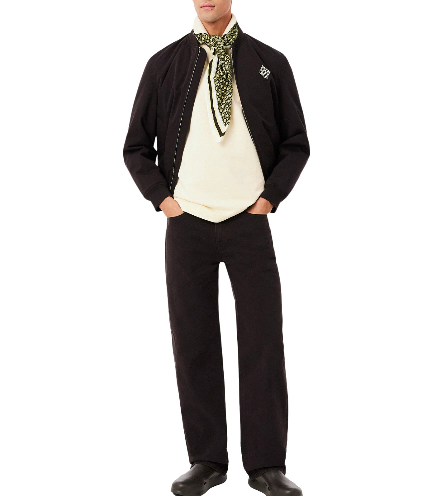Loose Fit Badge Accent Fleece Polo Shirt Powder