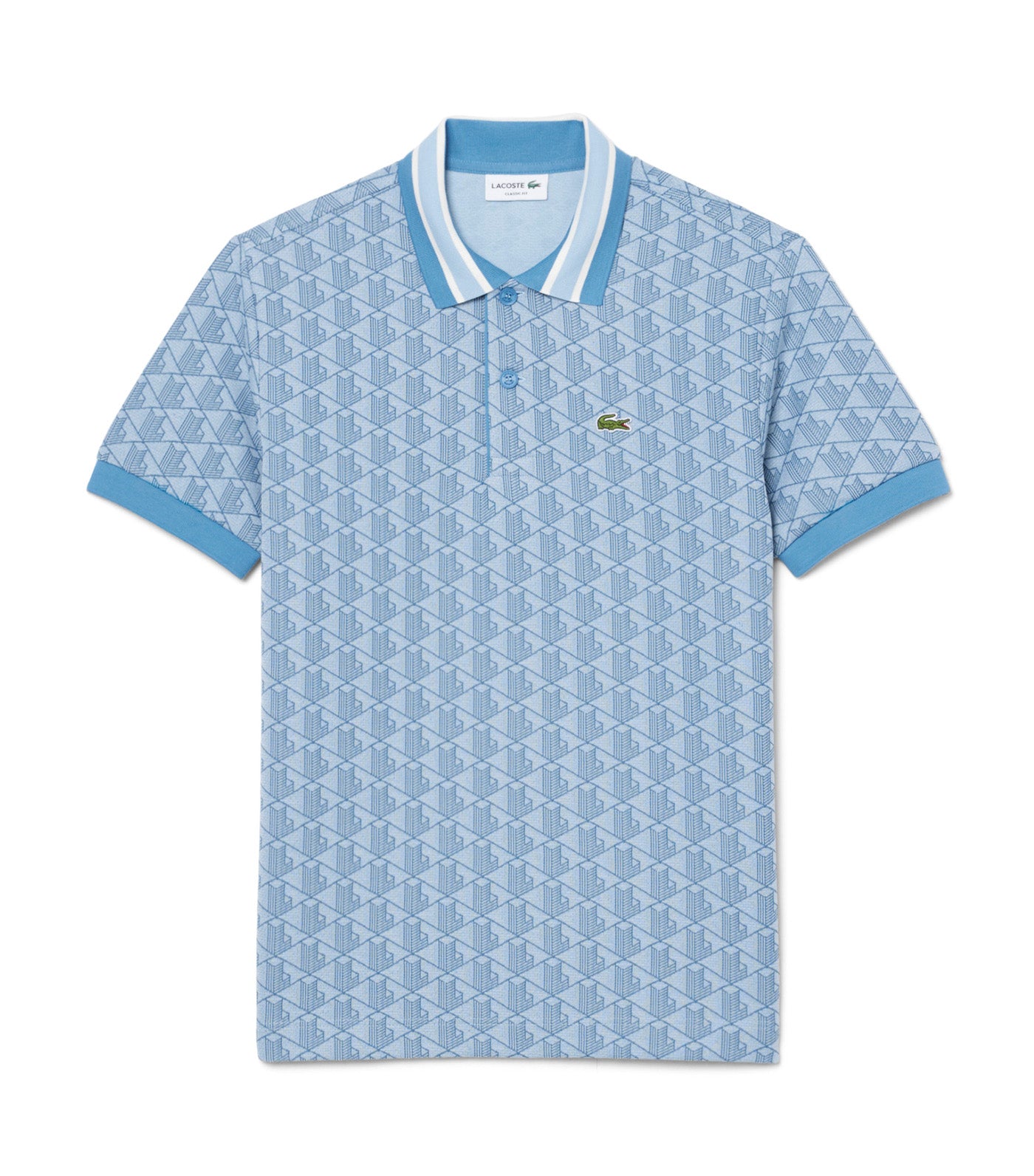 Lacoste Classic Fit Contrast Collar Monogram Motif Polo Shirt Pheonix Blue/Abyss Blue