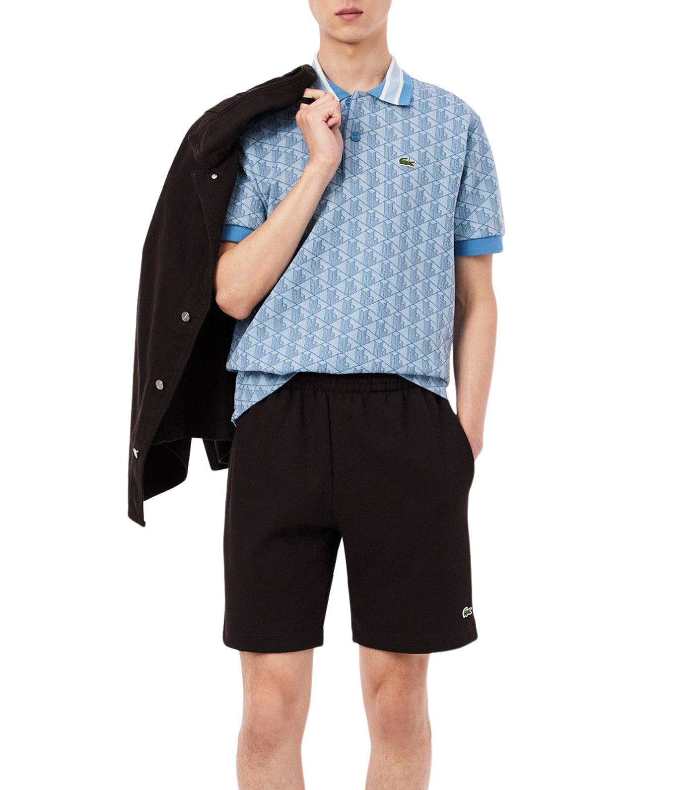 Lacoste Classic Fit Contrast Collar Monogram Motif Polo Shirt Pheonix Blue/Abyss Blue