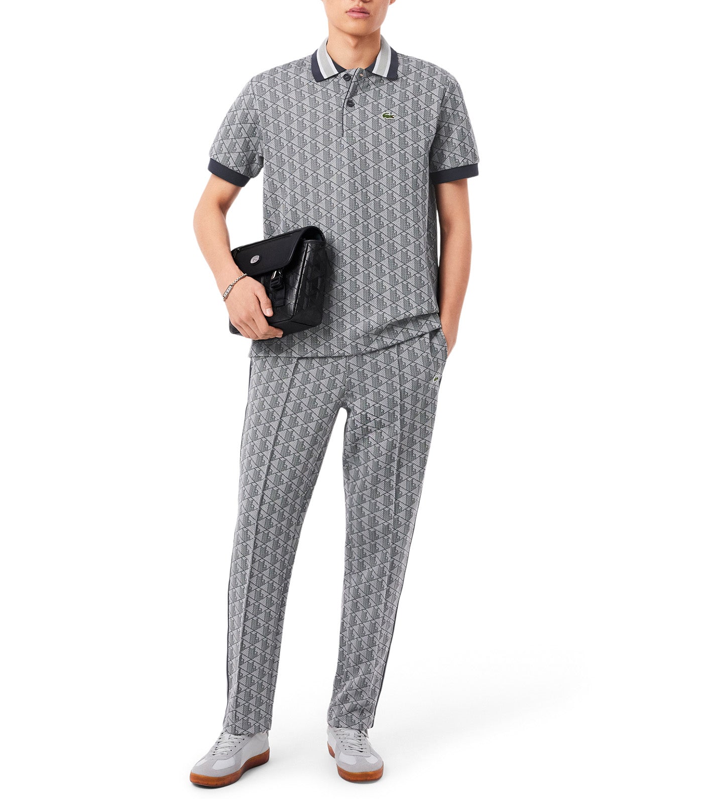 Lacoste Classic Fit Contrast Collar Monogram Motif Polo Shirt Calluna/Graphite