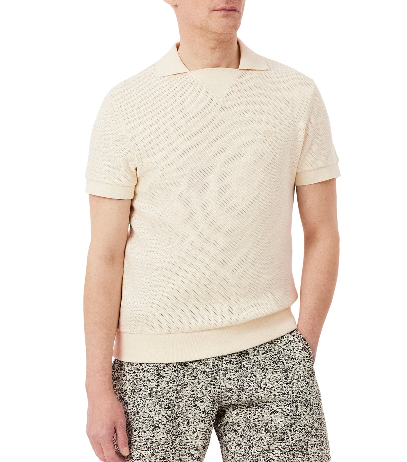 Regular Fit Lacy Cotton Polo Shirt Natural Clair