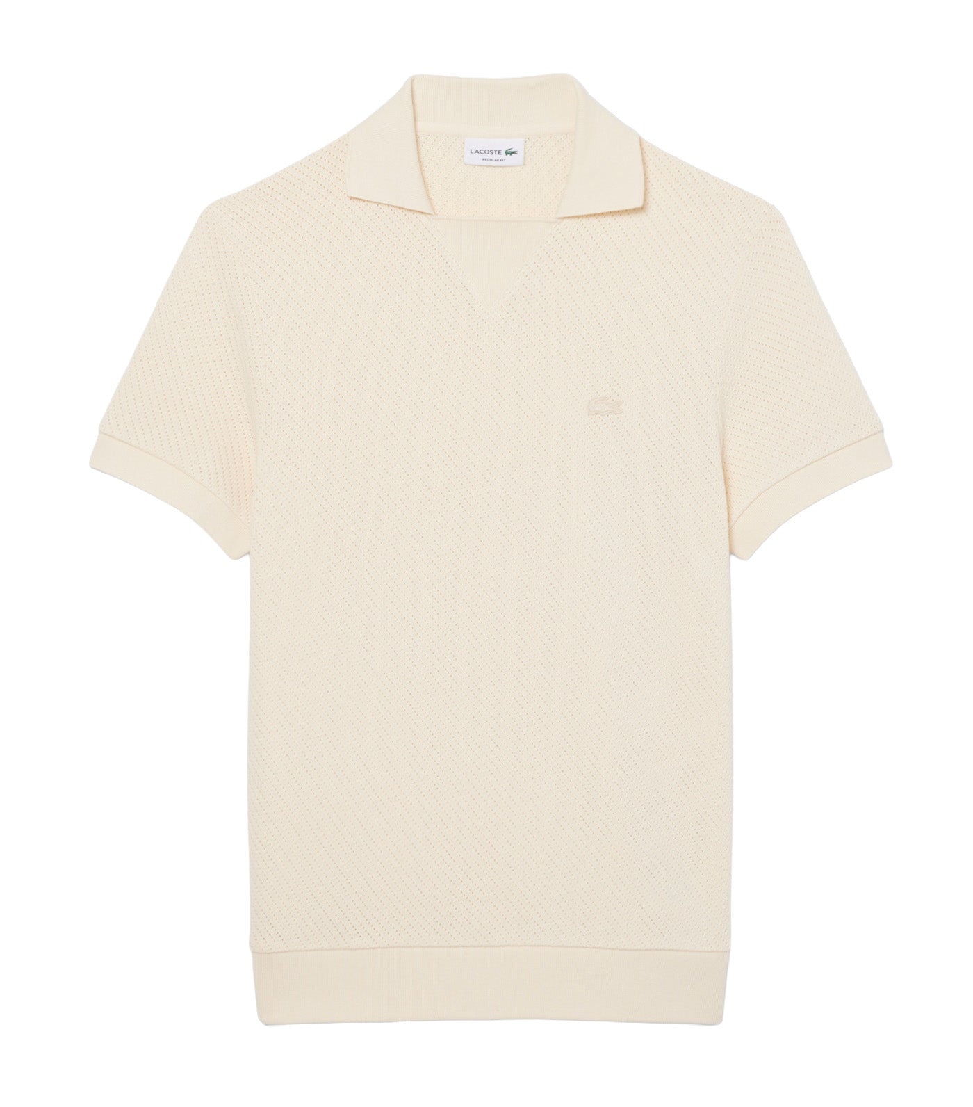 Regular Fit Lacy Cotton Polo Shirt Natural Clair
