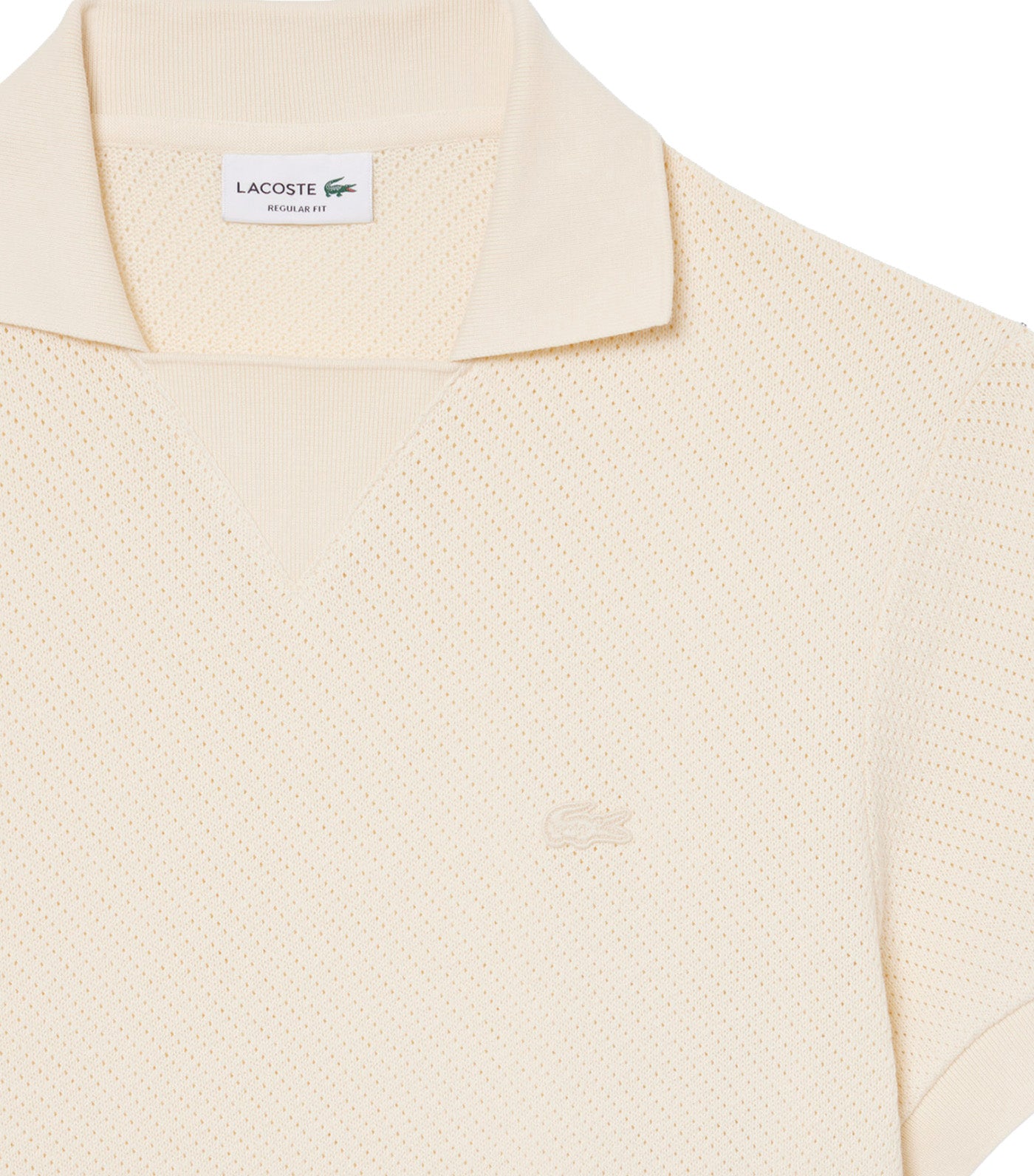Regular Fit Lacy Cotton Polo Shirt Natural Clair