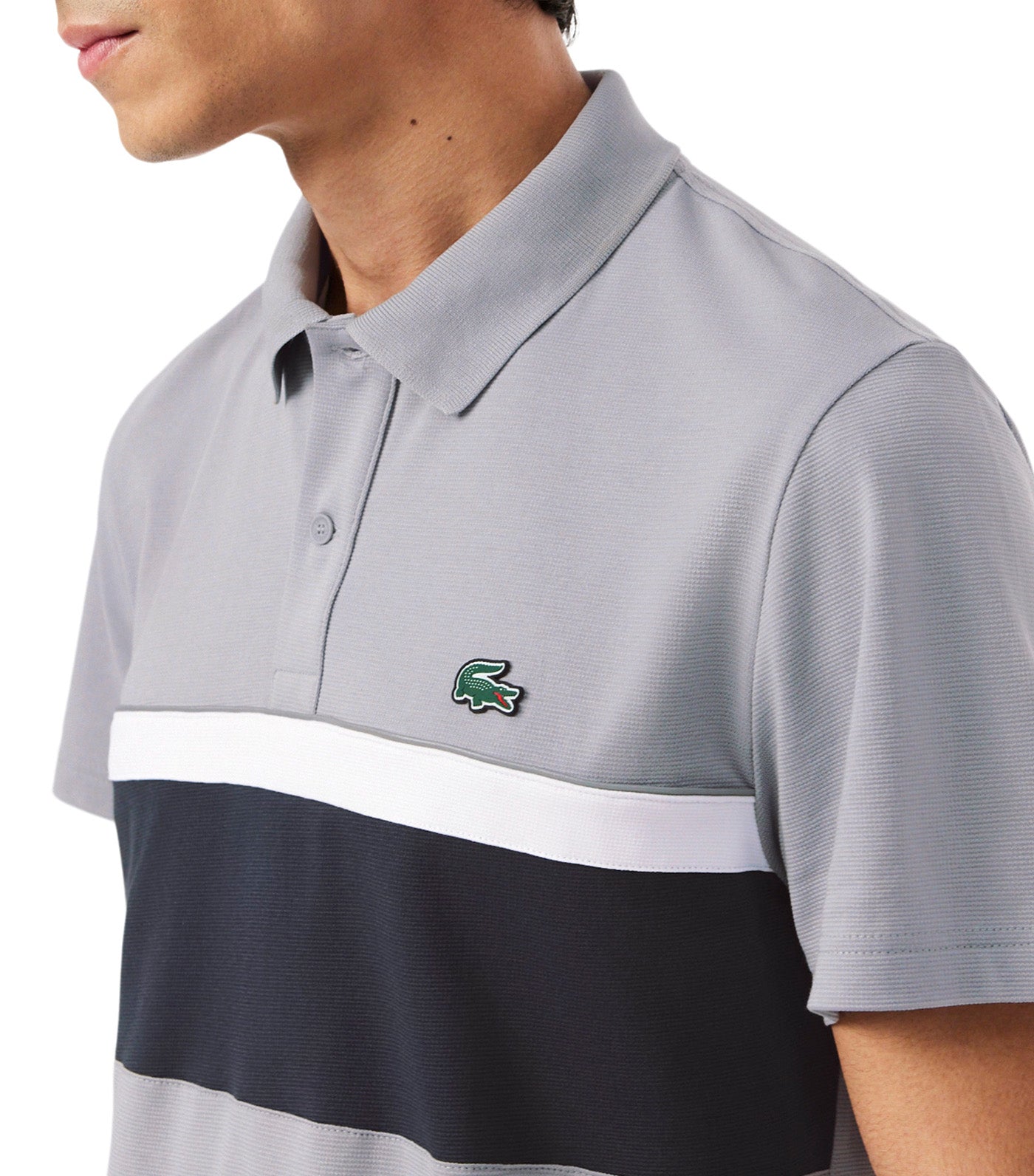 Regular Fit Cotton Colorblock Polo Shirt Elephant Grey/Graphite/White